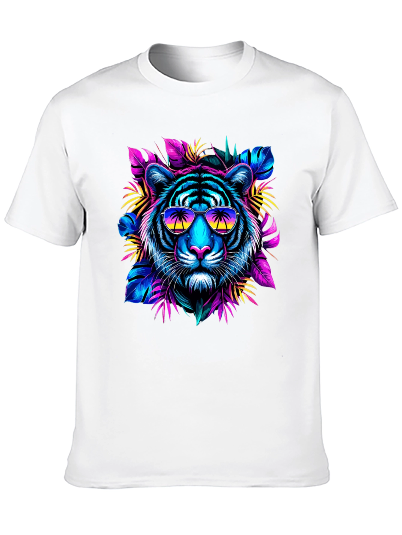 Neon Tiger Graphic Tee - Tropical Vibes