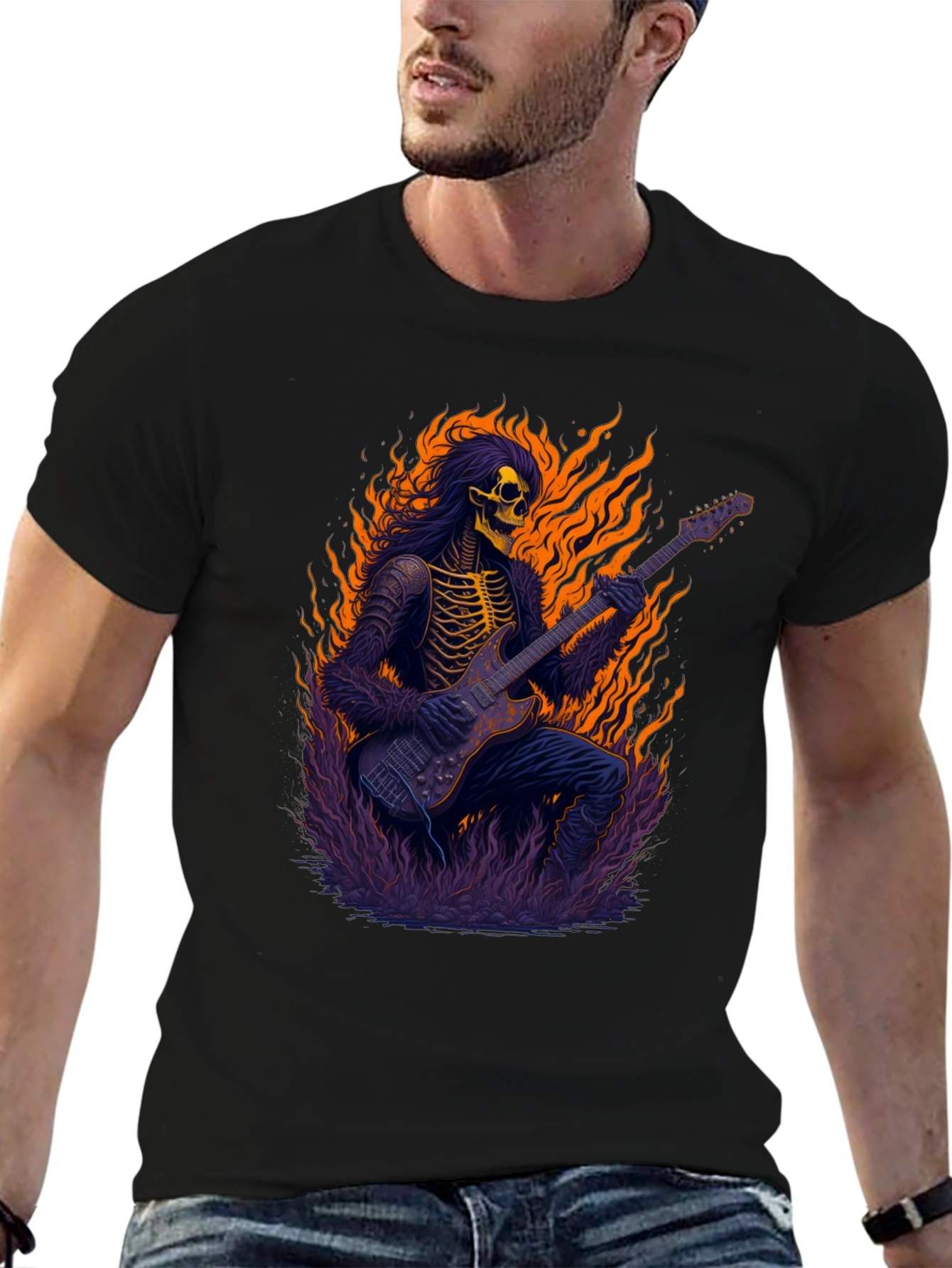 Skeleton Guitarist Graphic T-Shirt