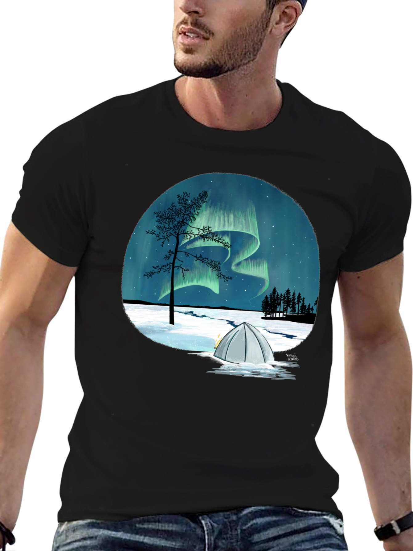 Northern Lights Camping Graphic Tee