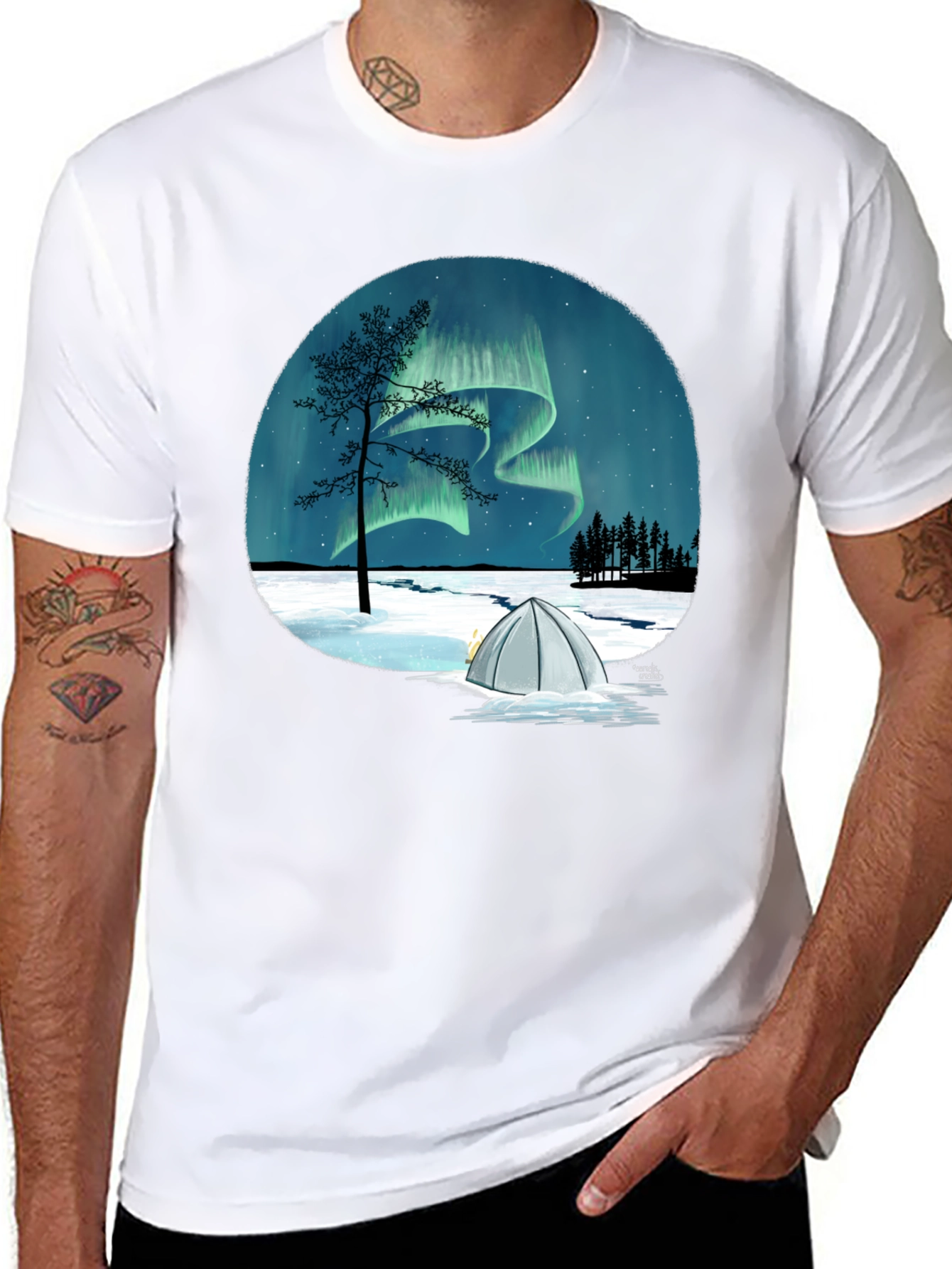 Northern Lights Camping Graphic Tee