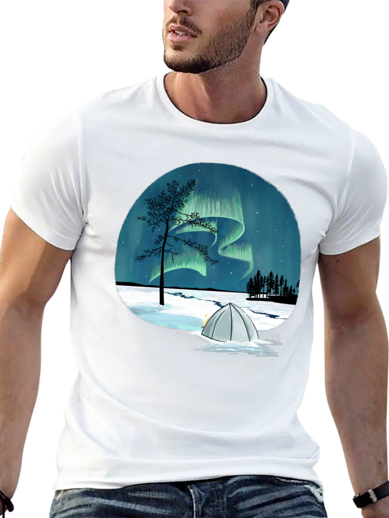 Northern Lights Camping Graphic Tee
