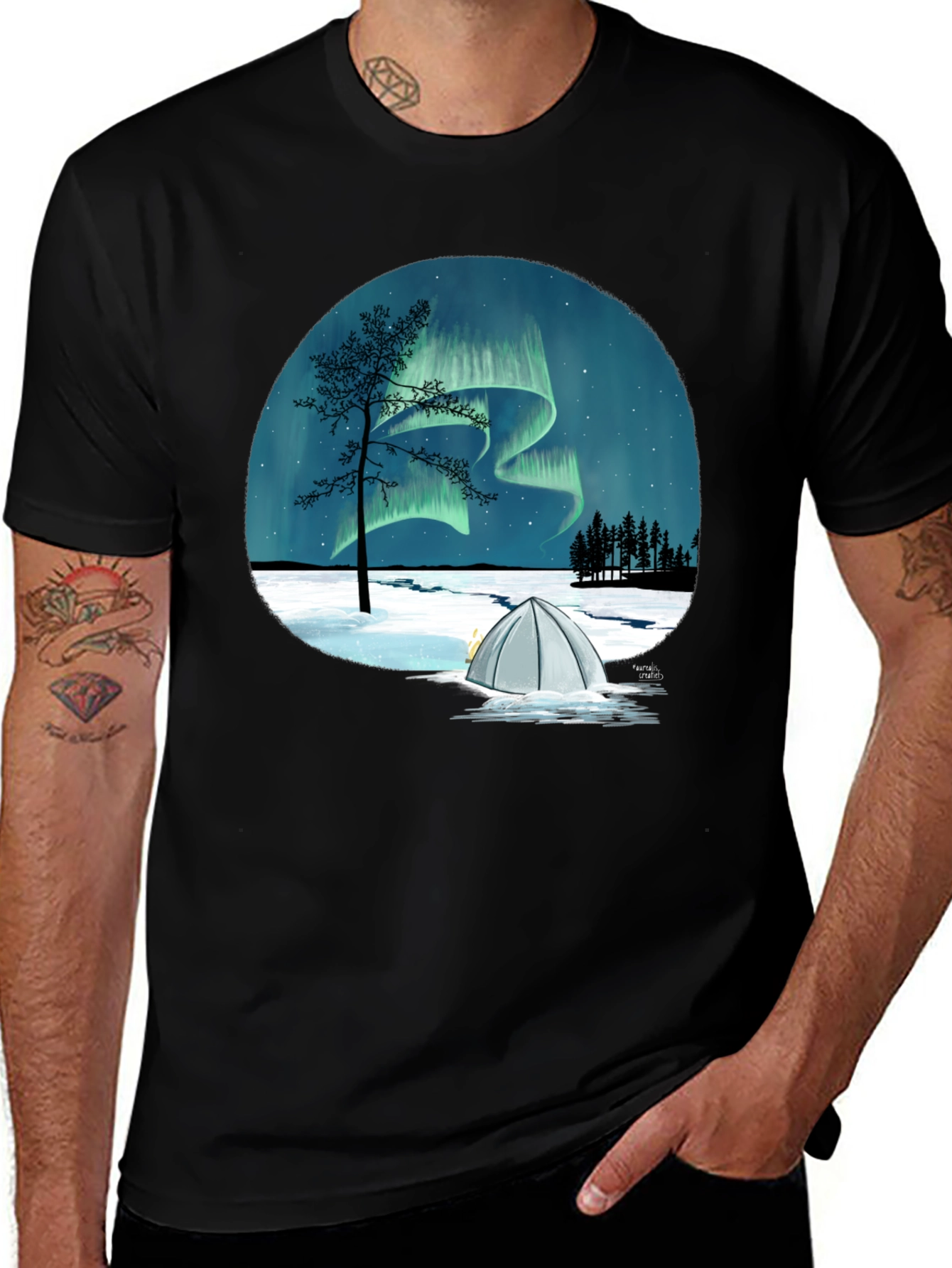 Northern Lights Camping Graphic Tee