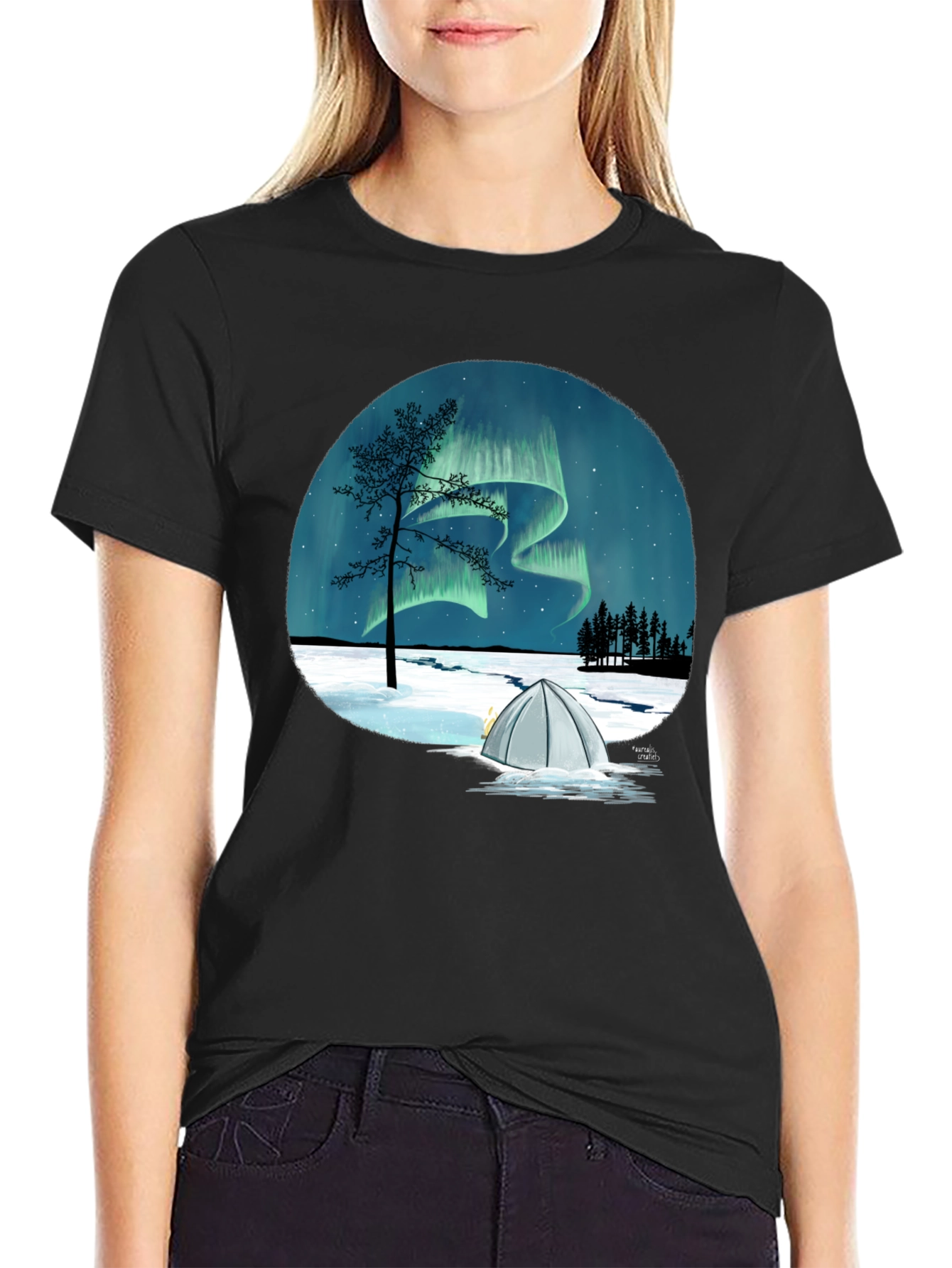 Northern Lights Camping Graphic Tee