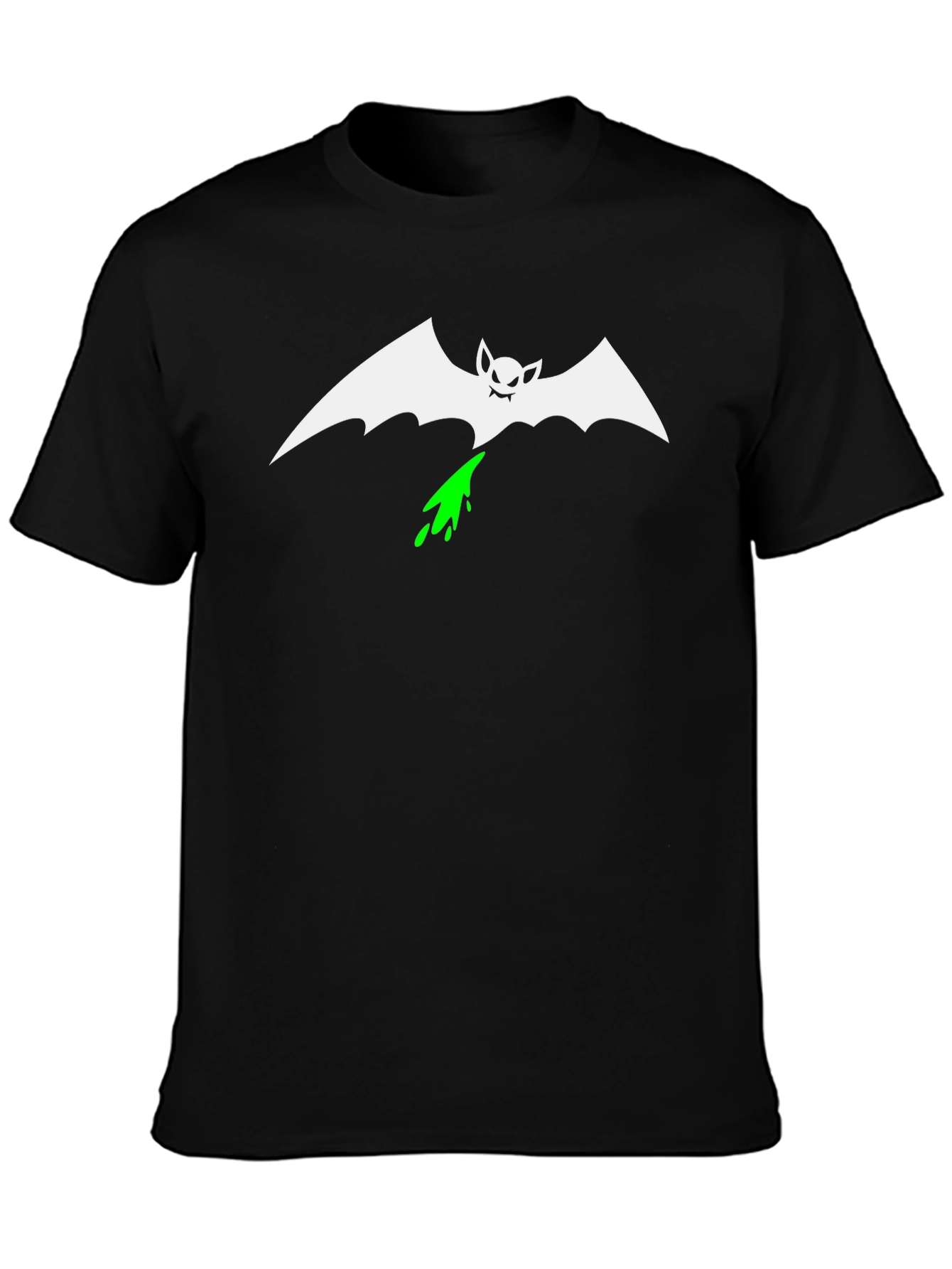 Vomiting Bat Graphic Tee - Black Cotton Shirt