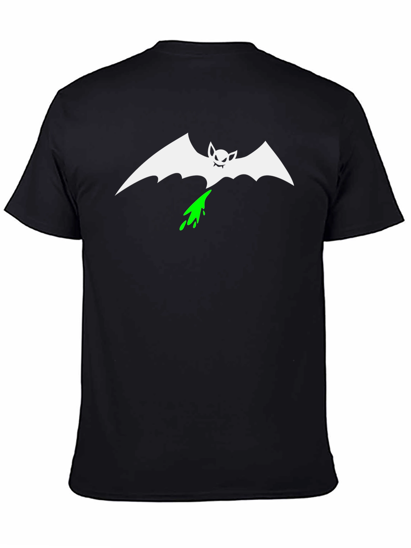 Vomiting Bat Graphic Tee - Black Cotton Shirt