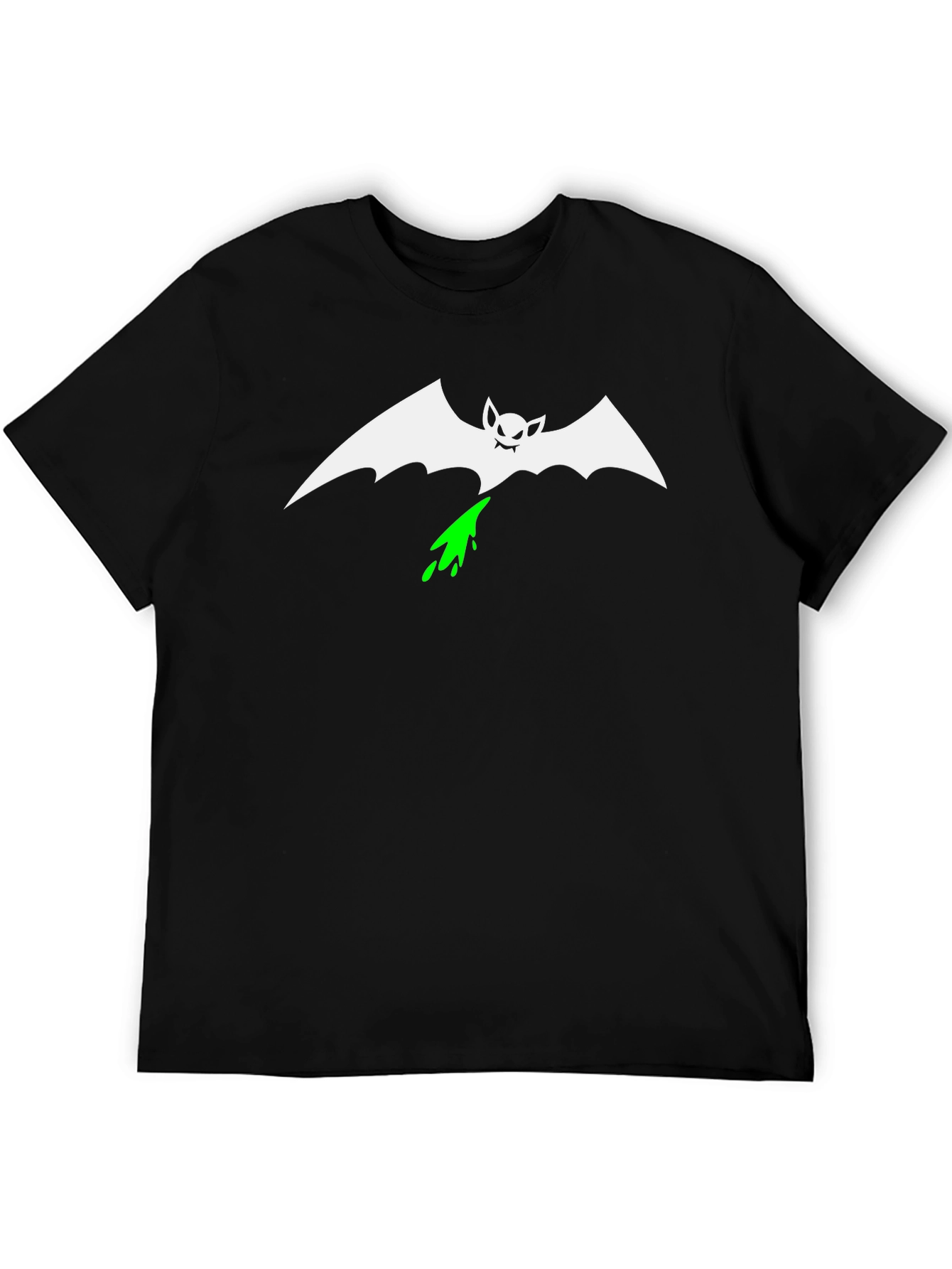 Vomiting Bat Graphic Tee - Black Cotton Shirt