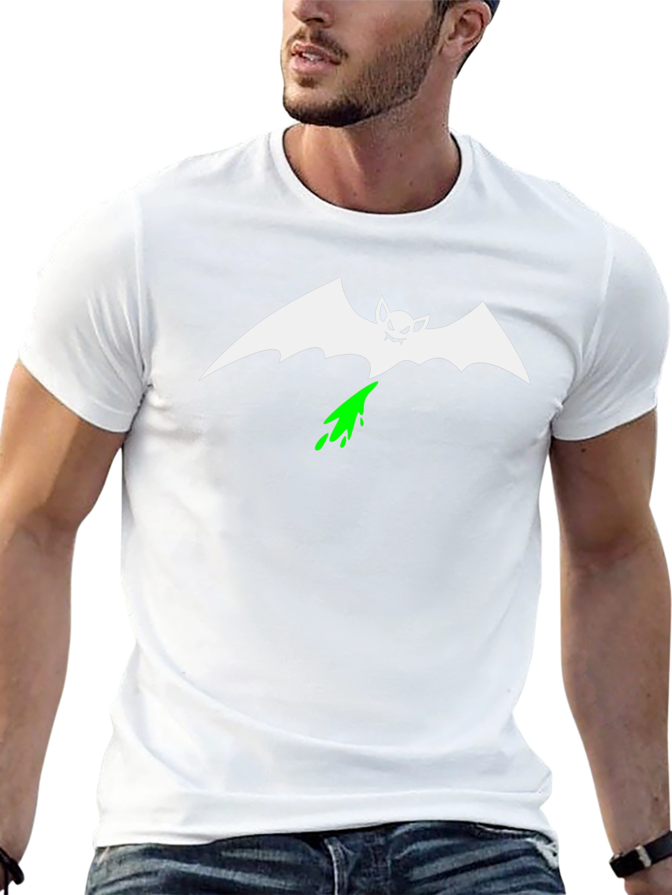 Vomiting Bat Graphic Tee - Black Cotton Shirt