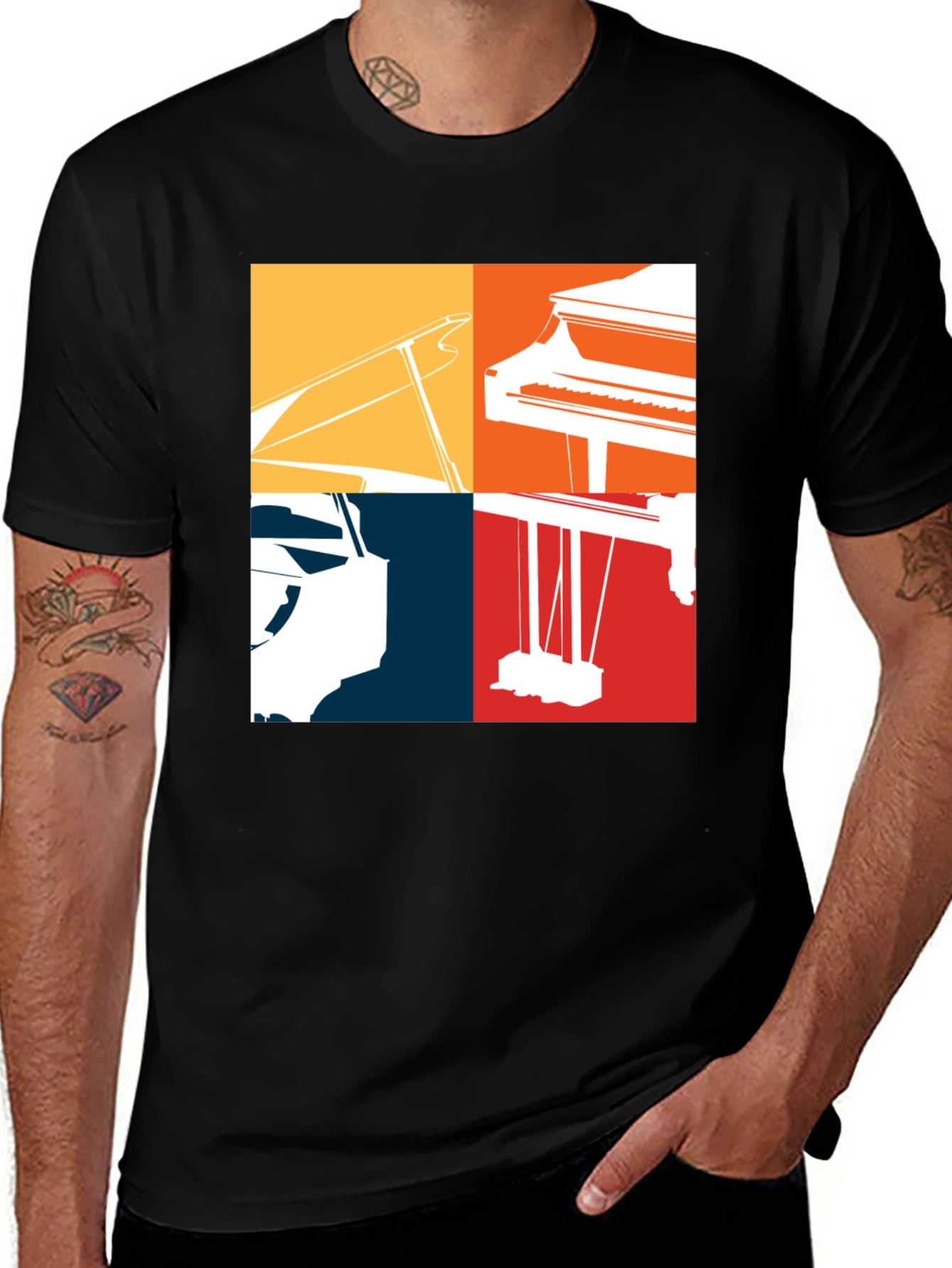 Piano Silhouette Graphic Tee - Music Lover Shirt