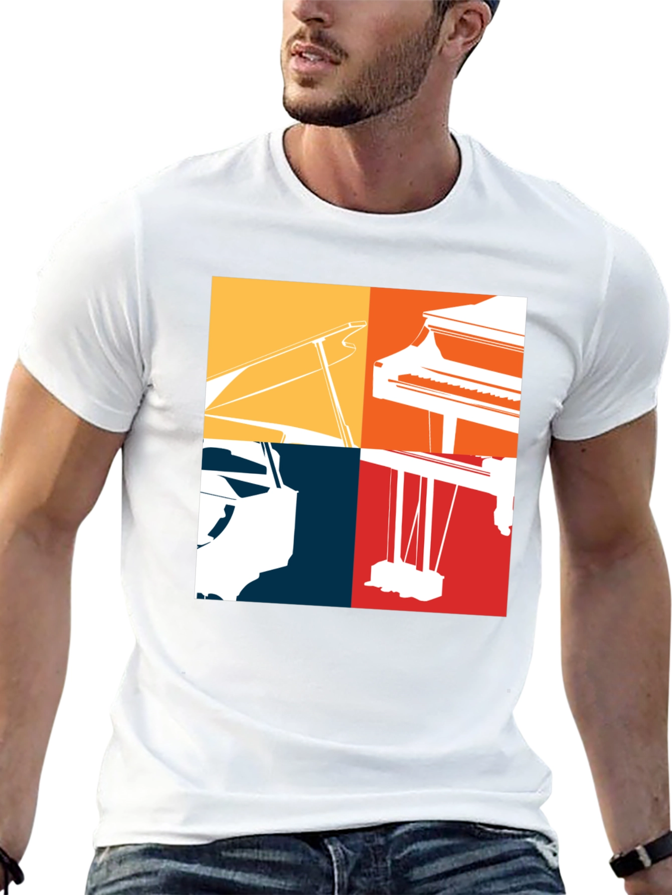 Piano Silhouette Graphic Tee - Music Lover Shirt
