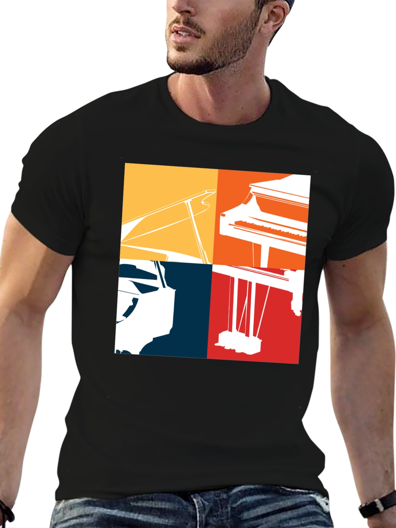 Piano Silhouette Graphic Tee - Music Lover Shirt