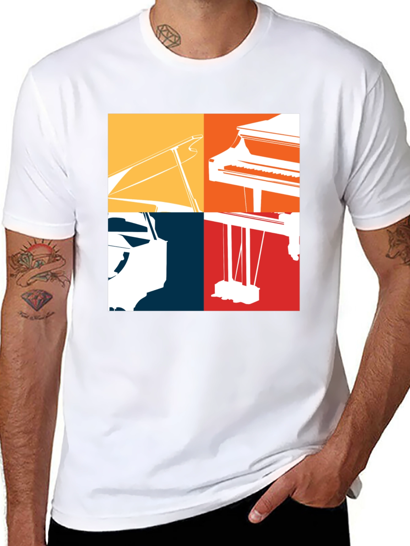 Piano Silhouette Graphic Tee - Music Lover Shirt