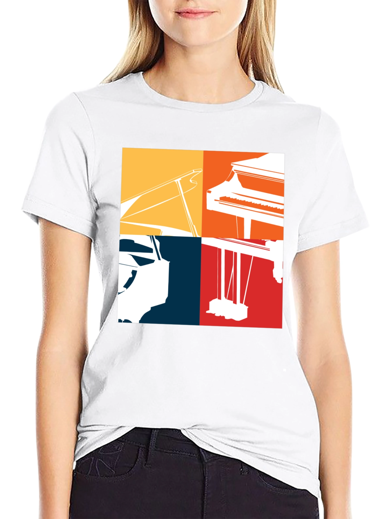 Piano Silhouette Graphic Tee - Music Lover Shirt