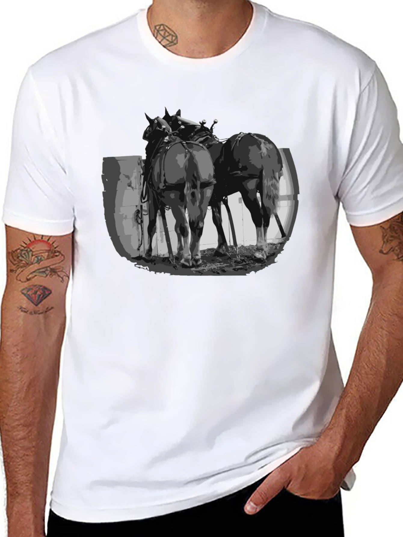 Black Rodeo Horses Graphic Tee