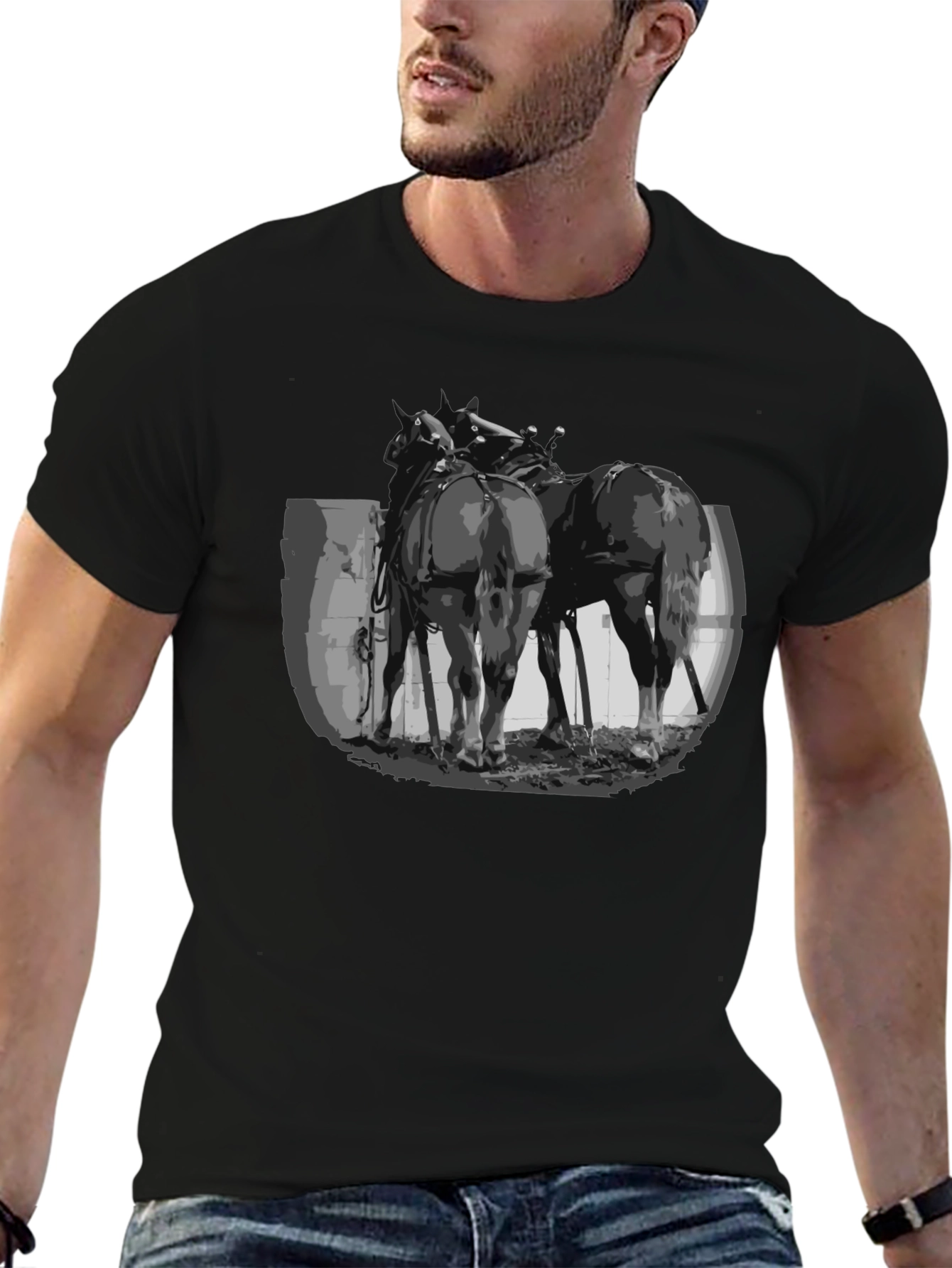 Black Rodeo Horses Graphic Tee