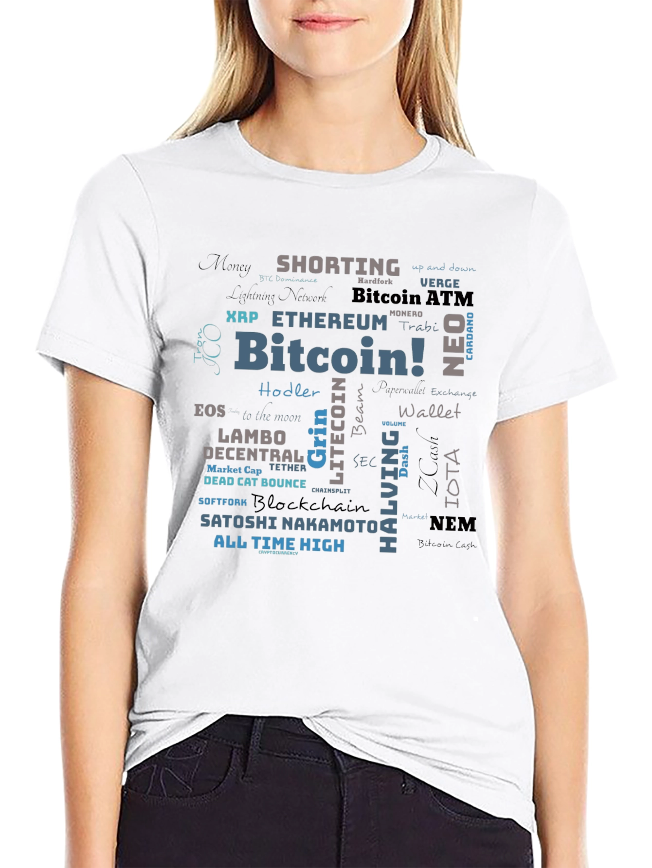 Bitcoin Crypto Word Cloud T-Shirt