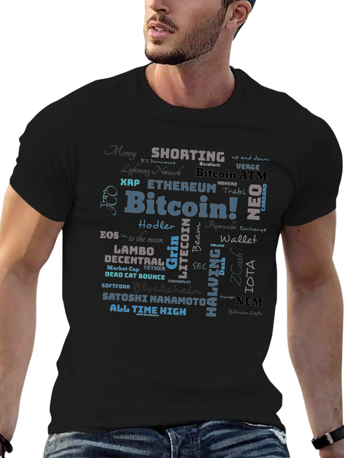 Bitcoin Crypto Word Cloud T-Shirt