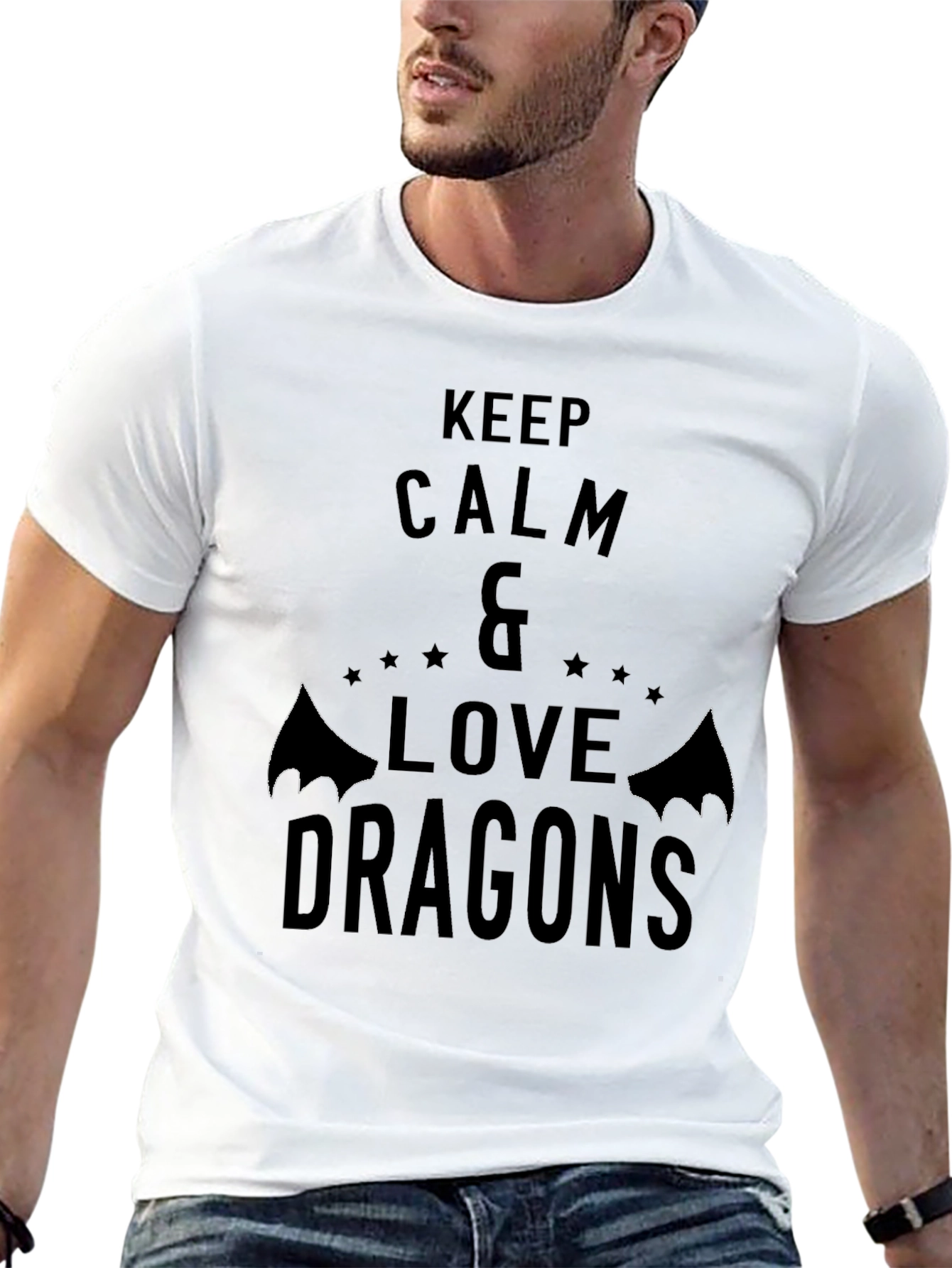 Keep Calm & Love Dragons Black Graphic Tee