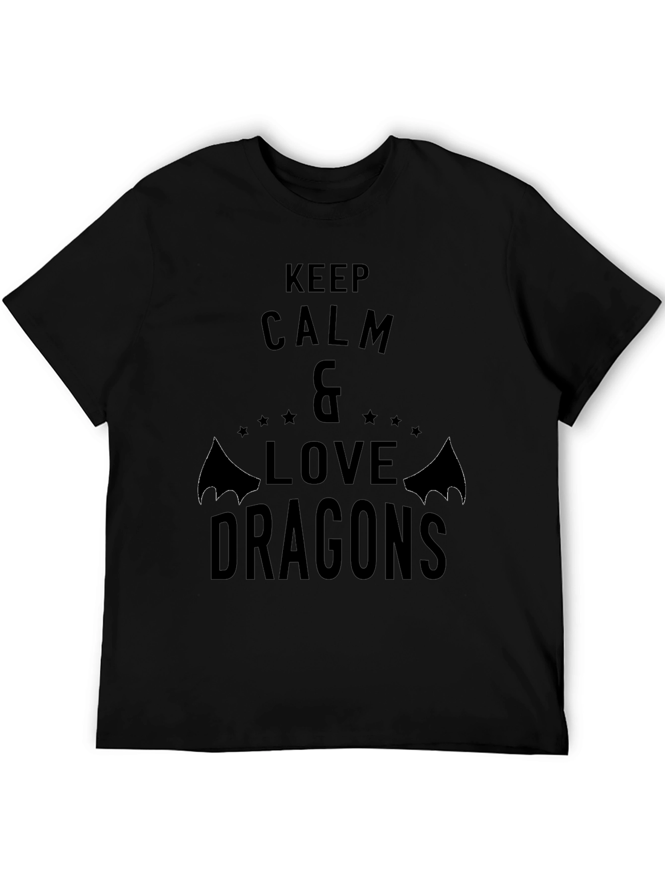 Keep Calm & Love Dragons Black Graphic Tee