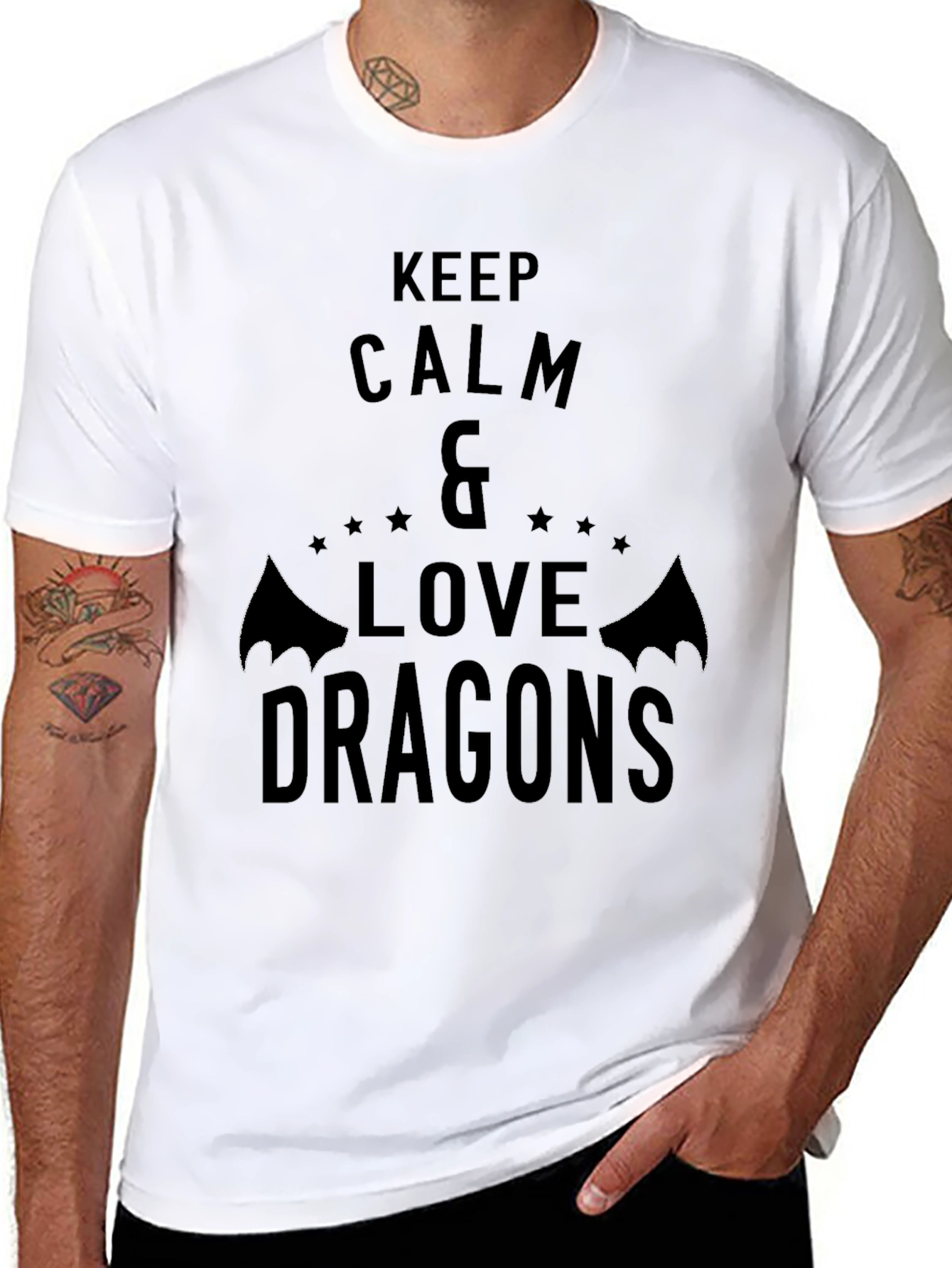 Keep Calm & Love Dragons Black Graphic Tee
