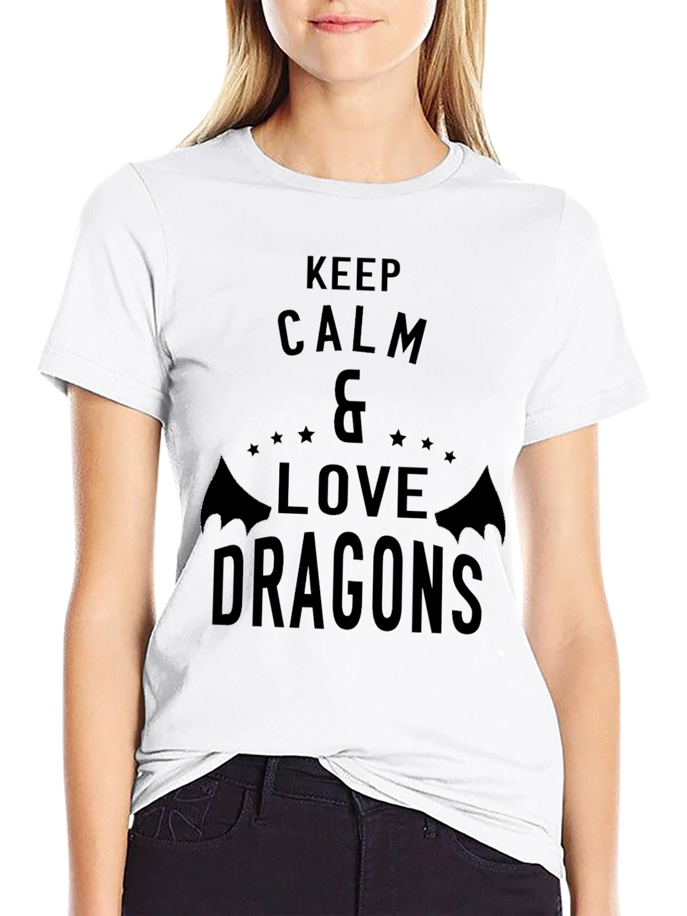Keep Calm & Love Dragons Black Graphic Tee