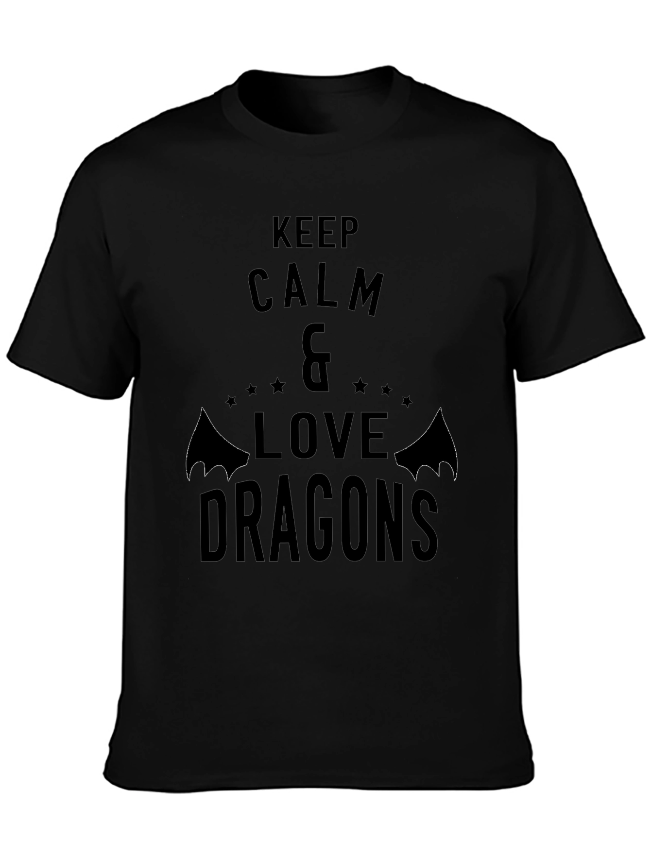 Keep Calm & Love Dragons Black Graphic Tee