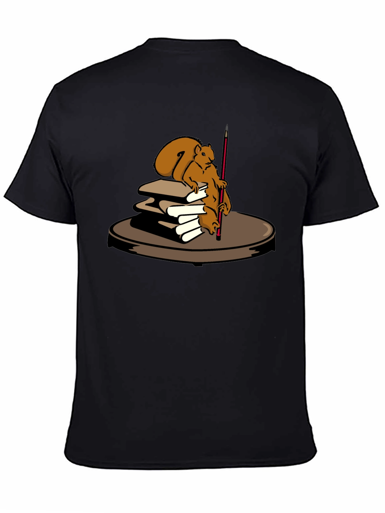 Squirrel Artist Graphic T-Shirt - Black Cotton Tee