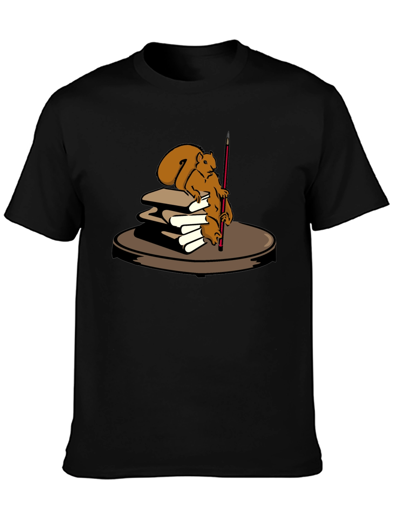 Squirrel Artist Graphic T-Shirt - Black Cotton Tee