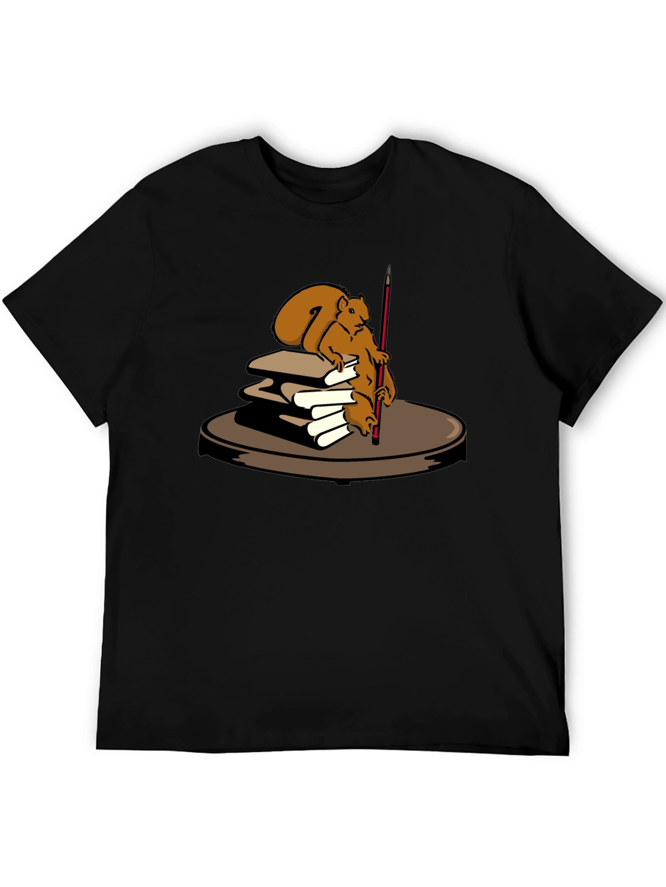 Squirrel Artist Graphic T-Shirt - Black Cotton Tee