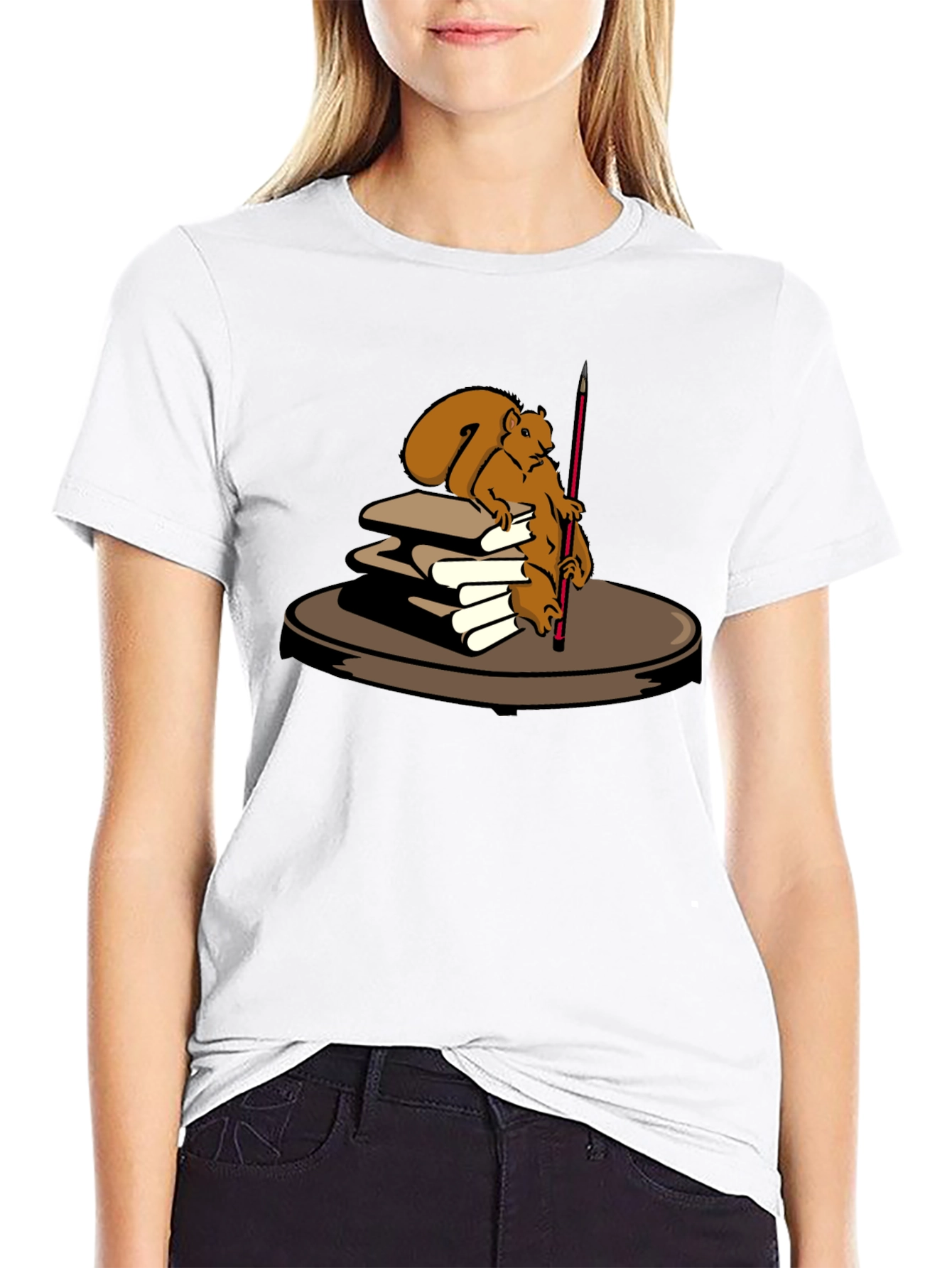 Squirrel Artist Graphic T-Shirt - Black Cotton Tee