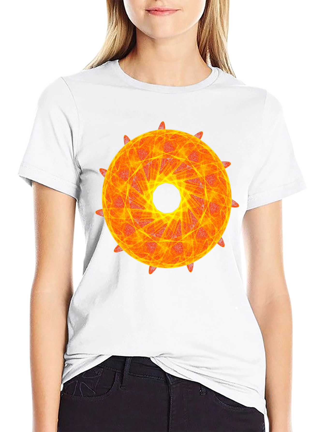 Fiery Geometric Circle Graphic Tee