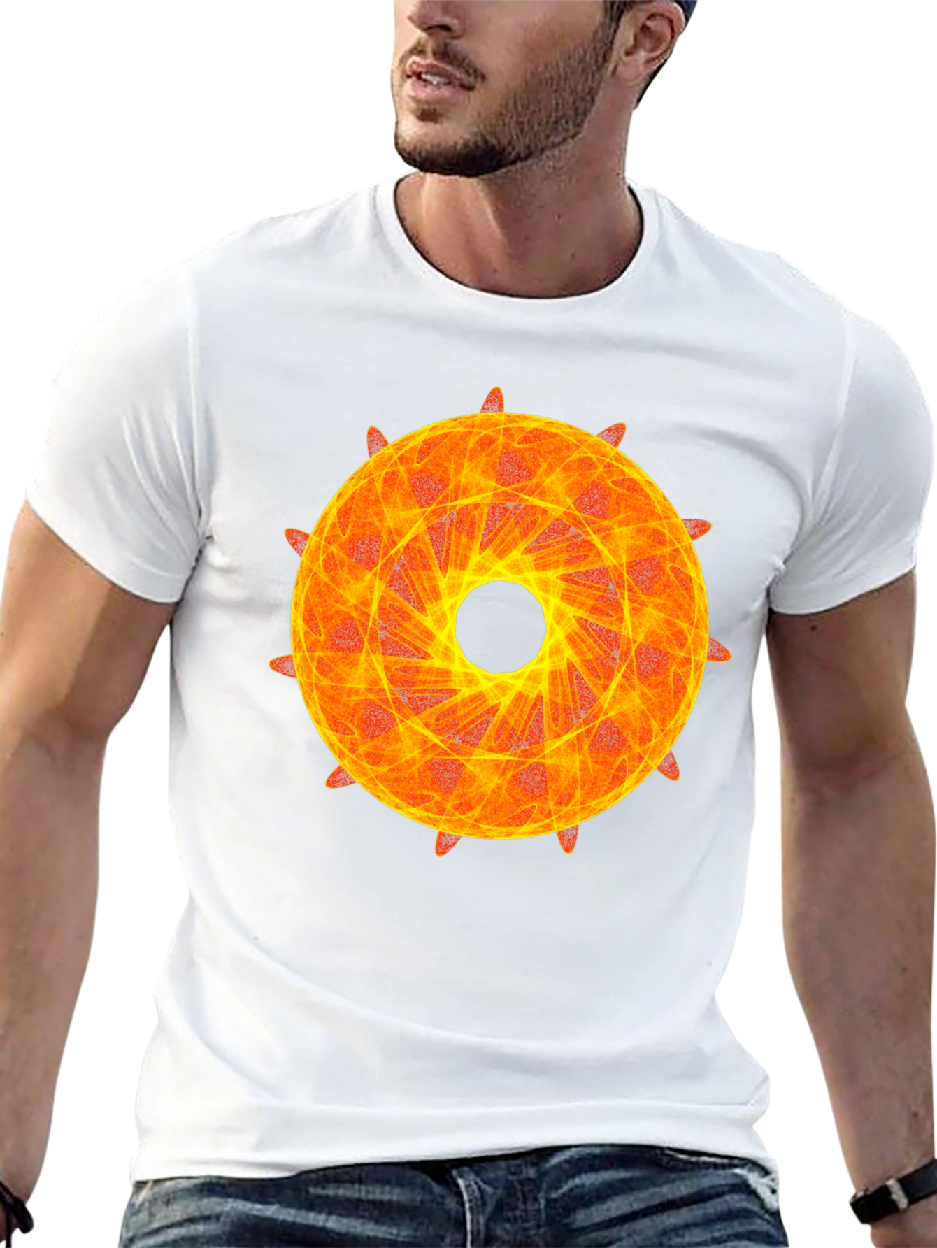 Fiery Geometric Circle Graphic Tee
