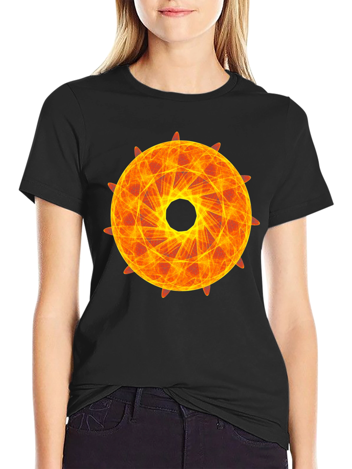 Fiery Geometric Circle Graphic Tee