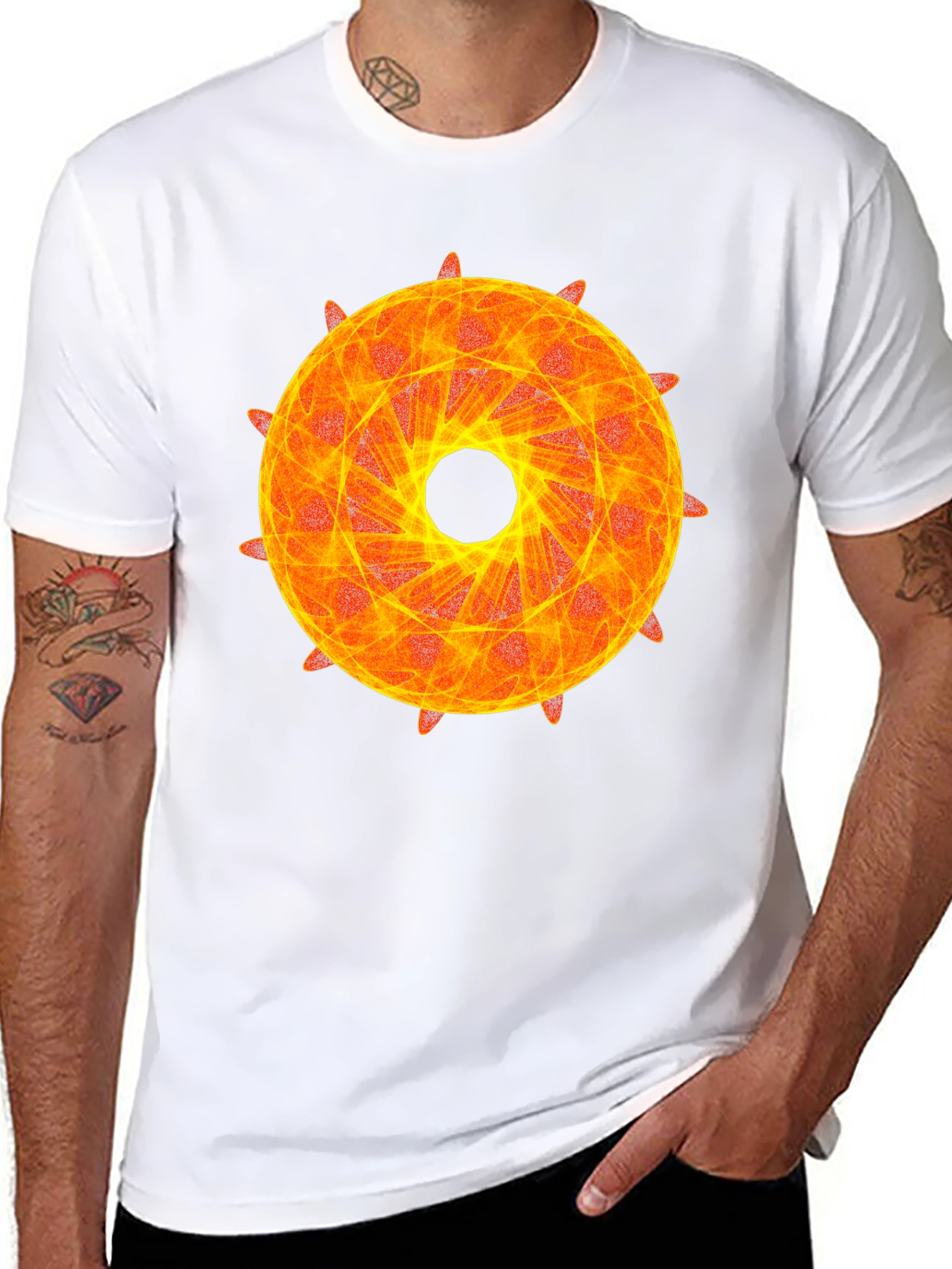 Fiery Geometric Circle Graphic Tee