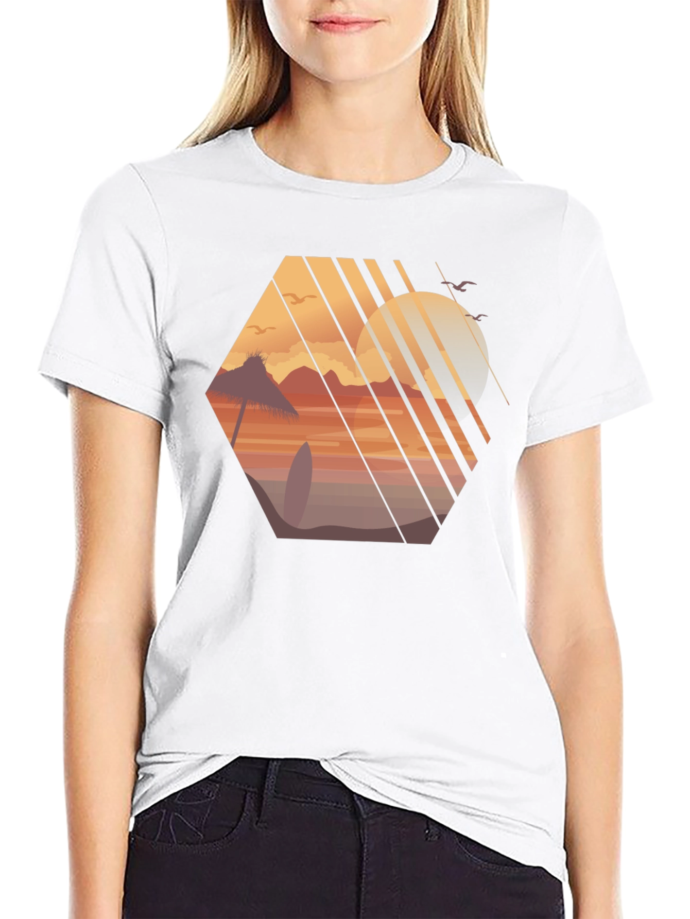 Sunset Beach Graphic Tee - Black