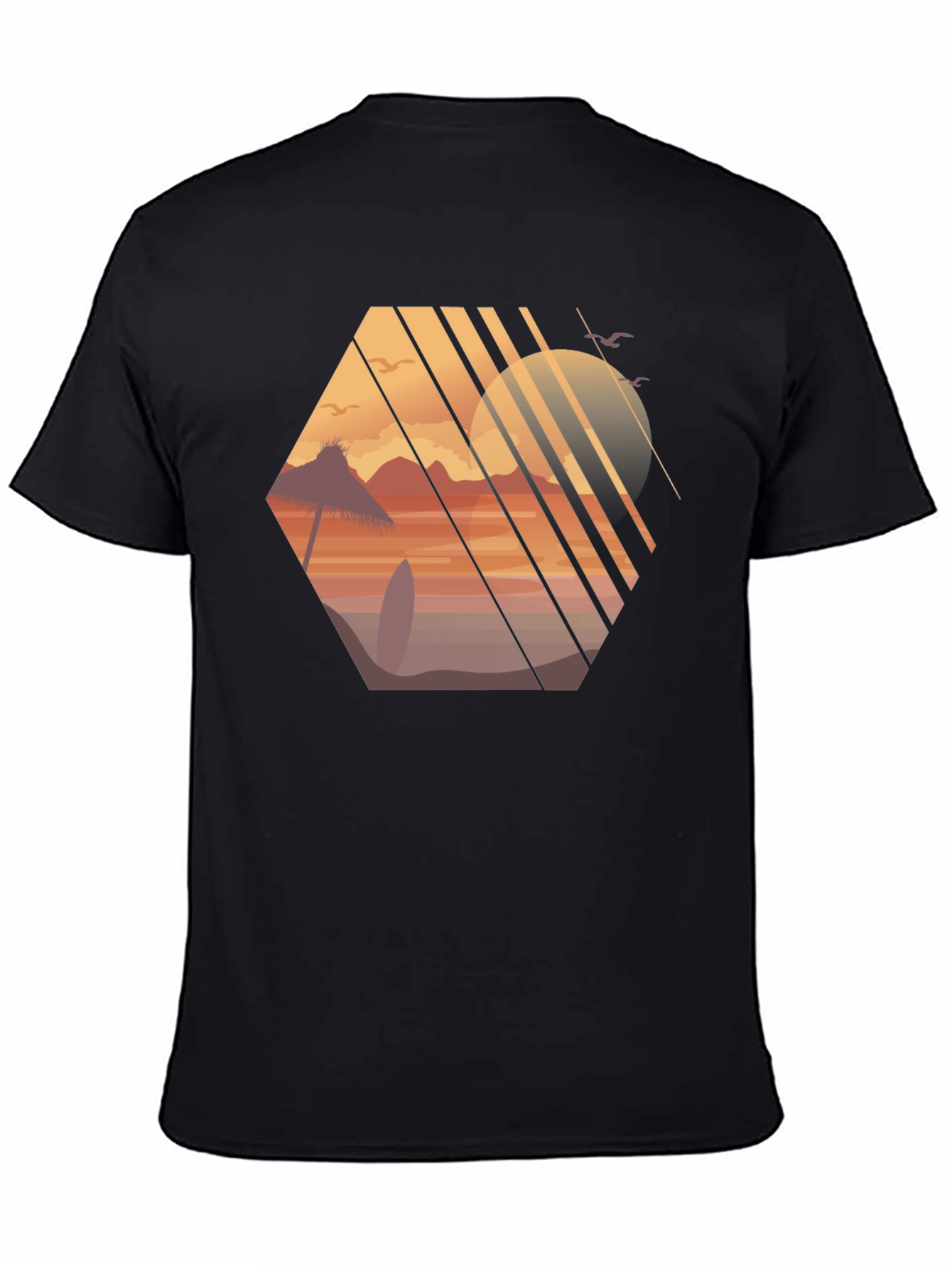 Sunset Beach Graphic Tee - Black