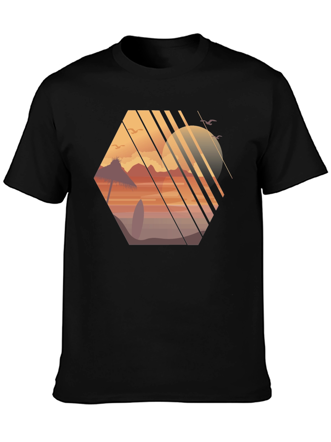 Sunset Beach Graphic Tee - Black