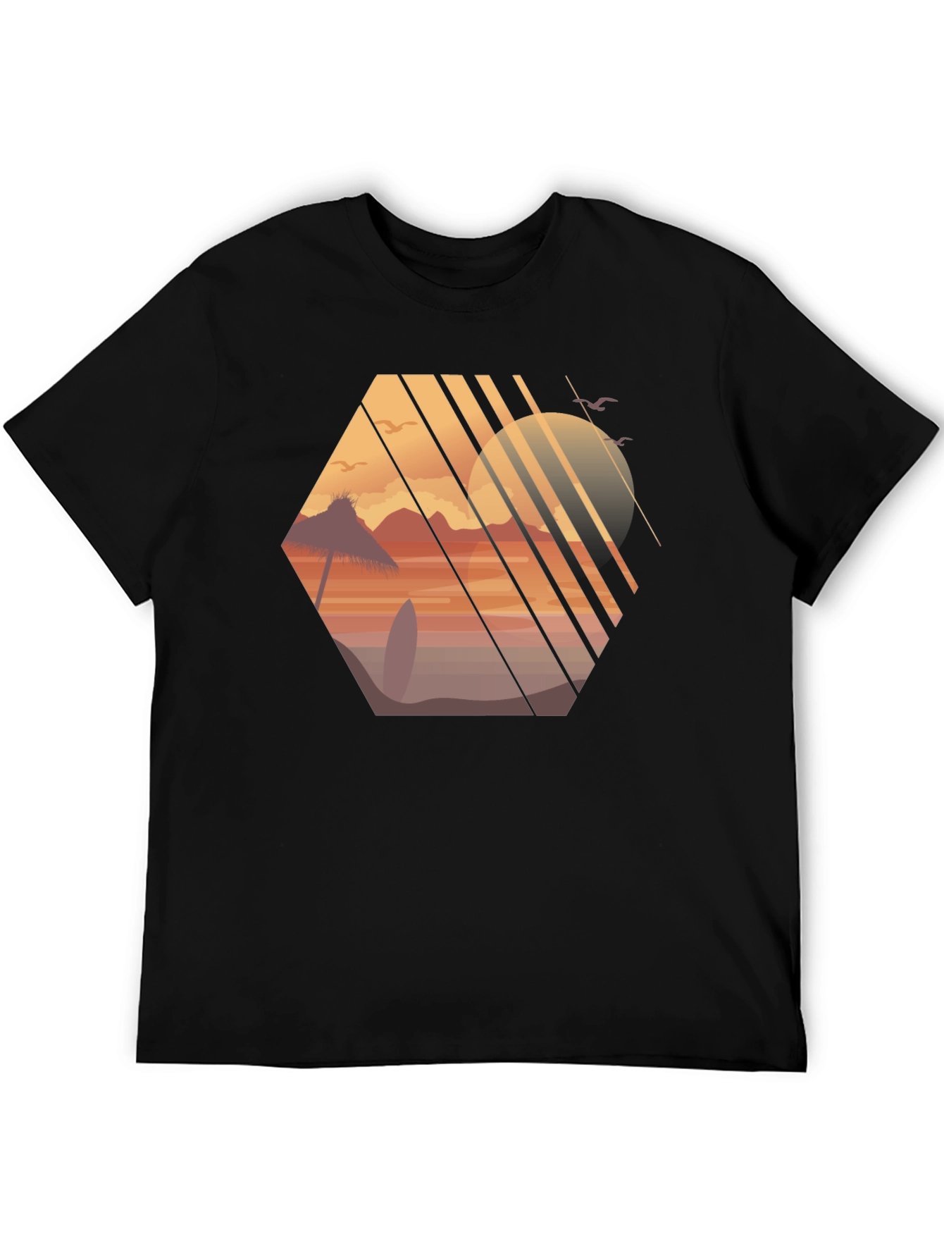Sunset Beach Graphic Tee - Black