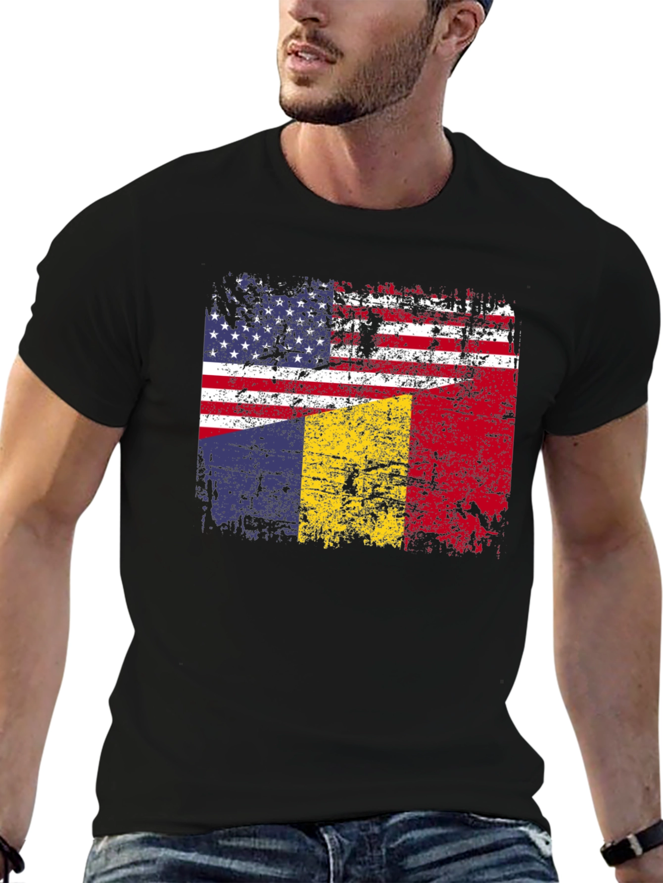 USA & Romania Flag T-Shirt