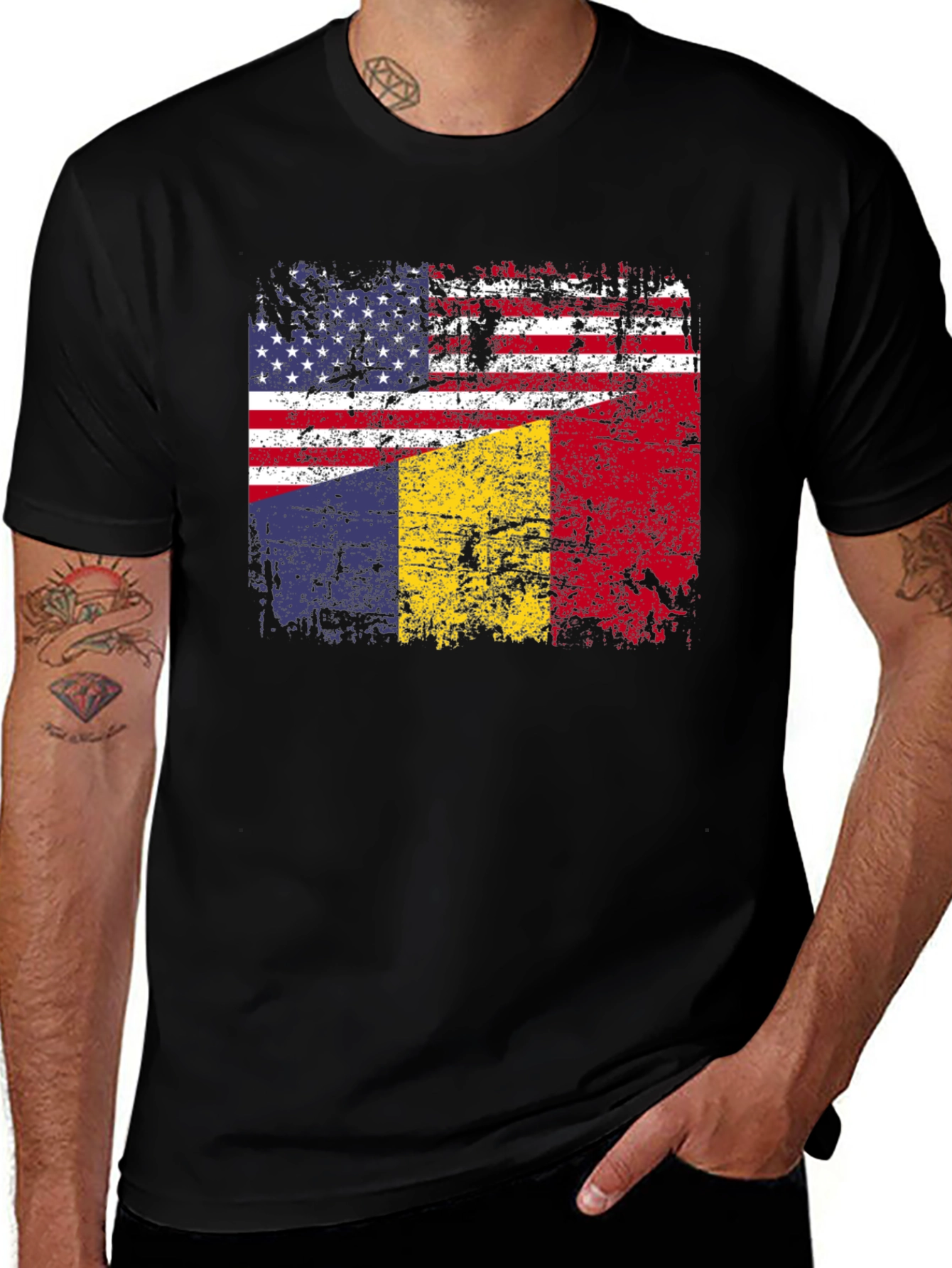 USA & Romania Flag T-Shirt