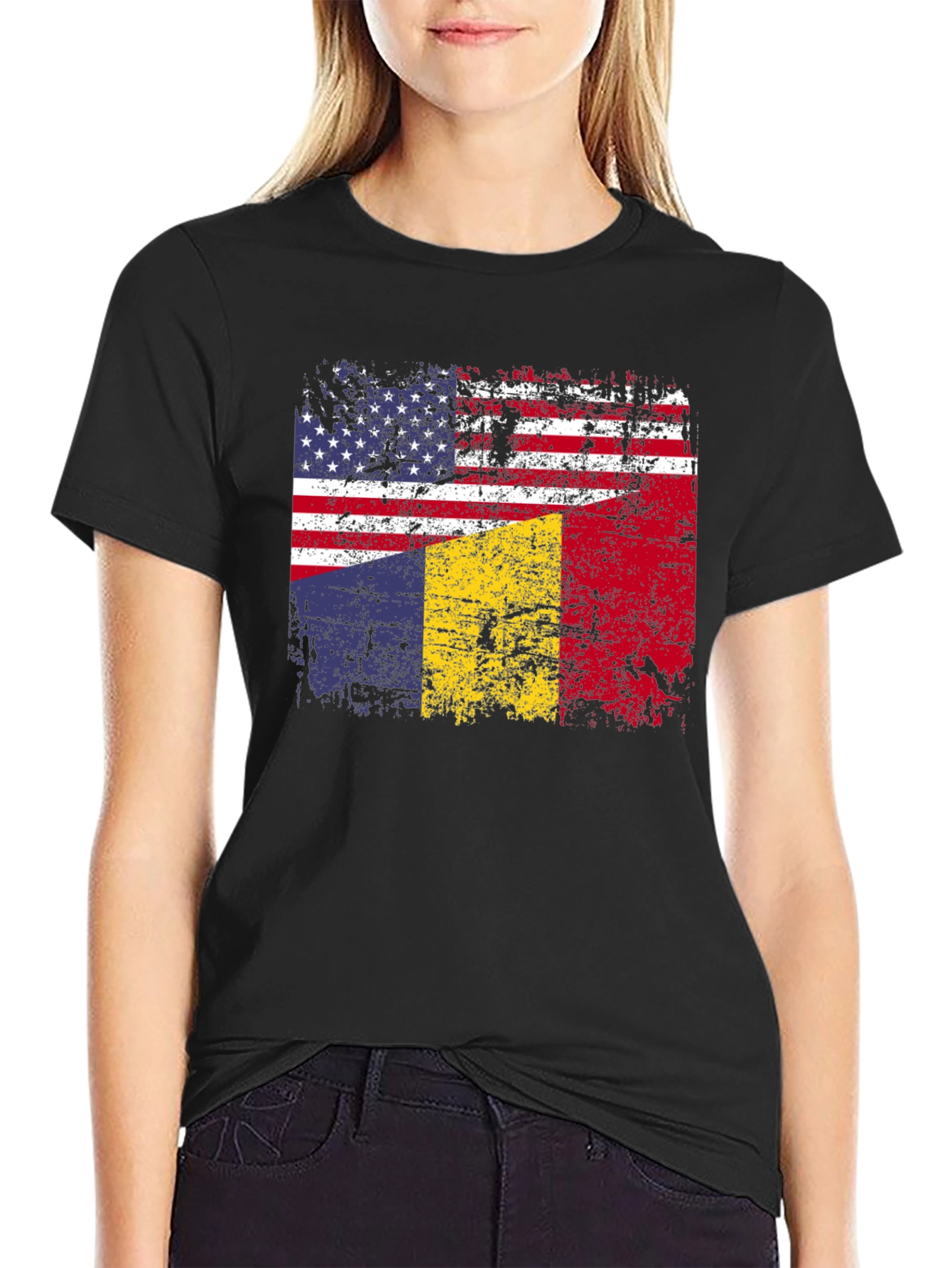 USA & Romania Flag T-Shirt