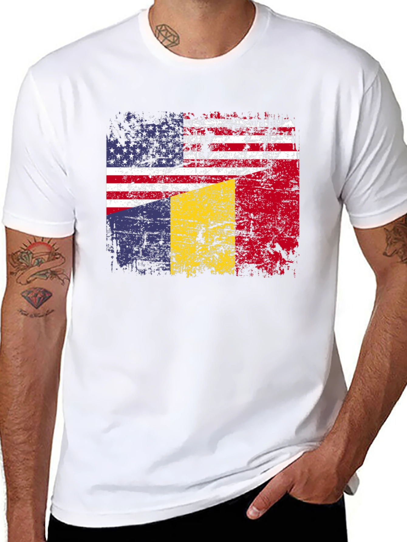 USA & Romania Flag T-Shirt