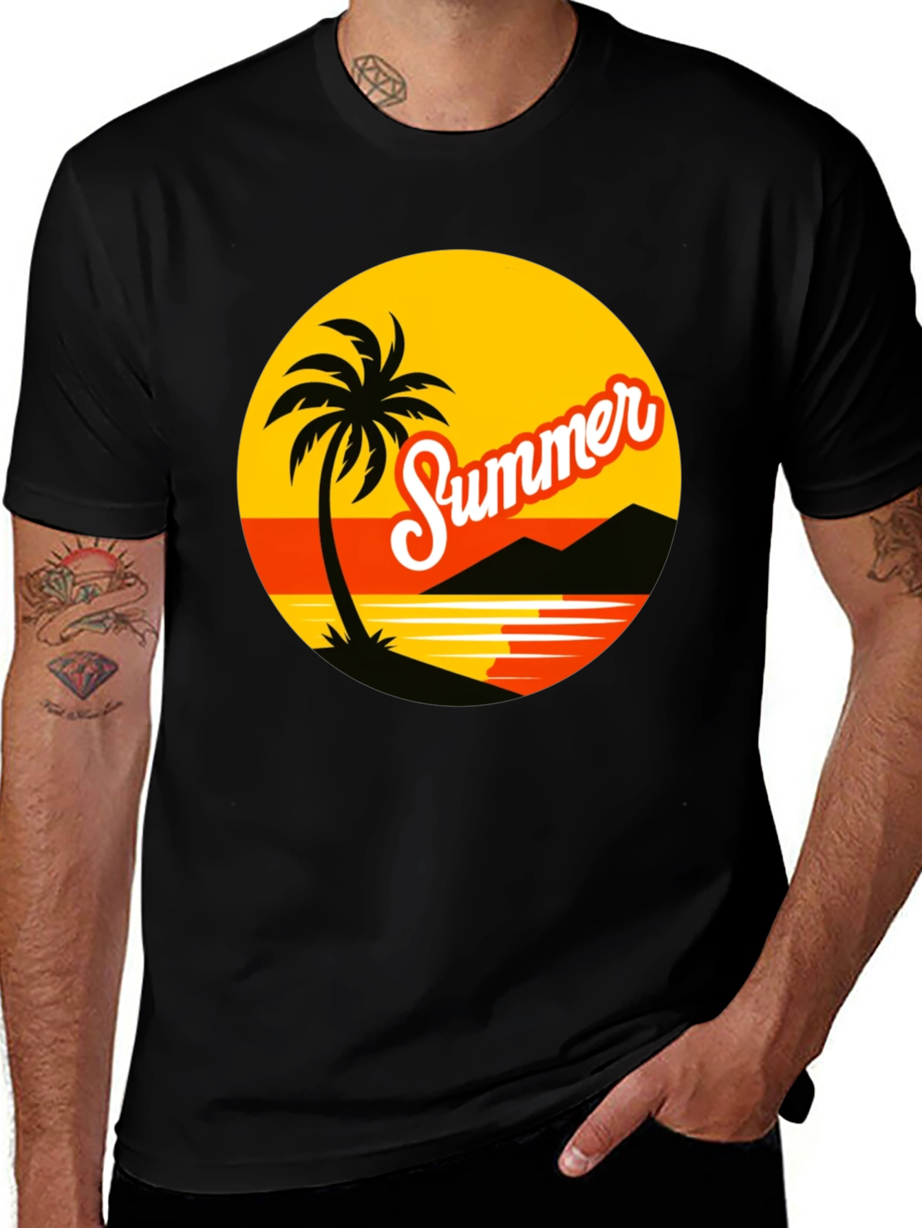 Summer Vibes T-Shirt: Palm Tree Beach Design
