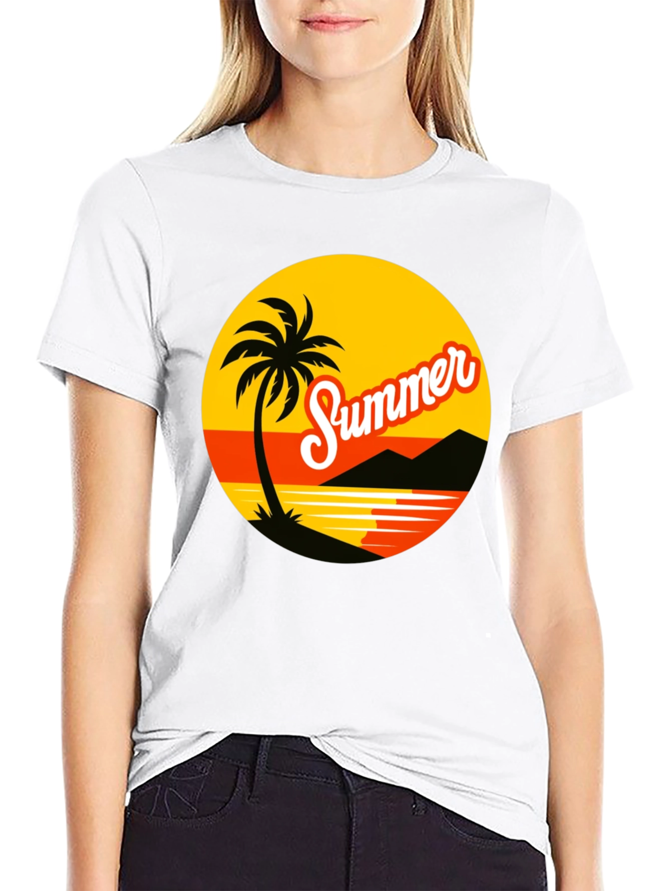 Summer Vibes T-Shirt: Palm Tree Beach Design