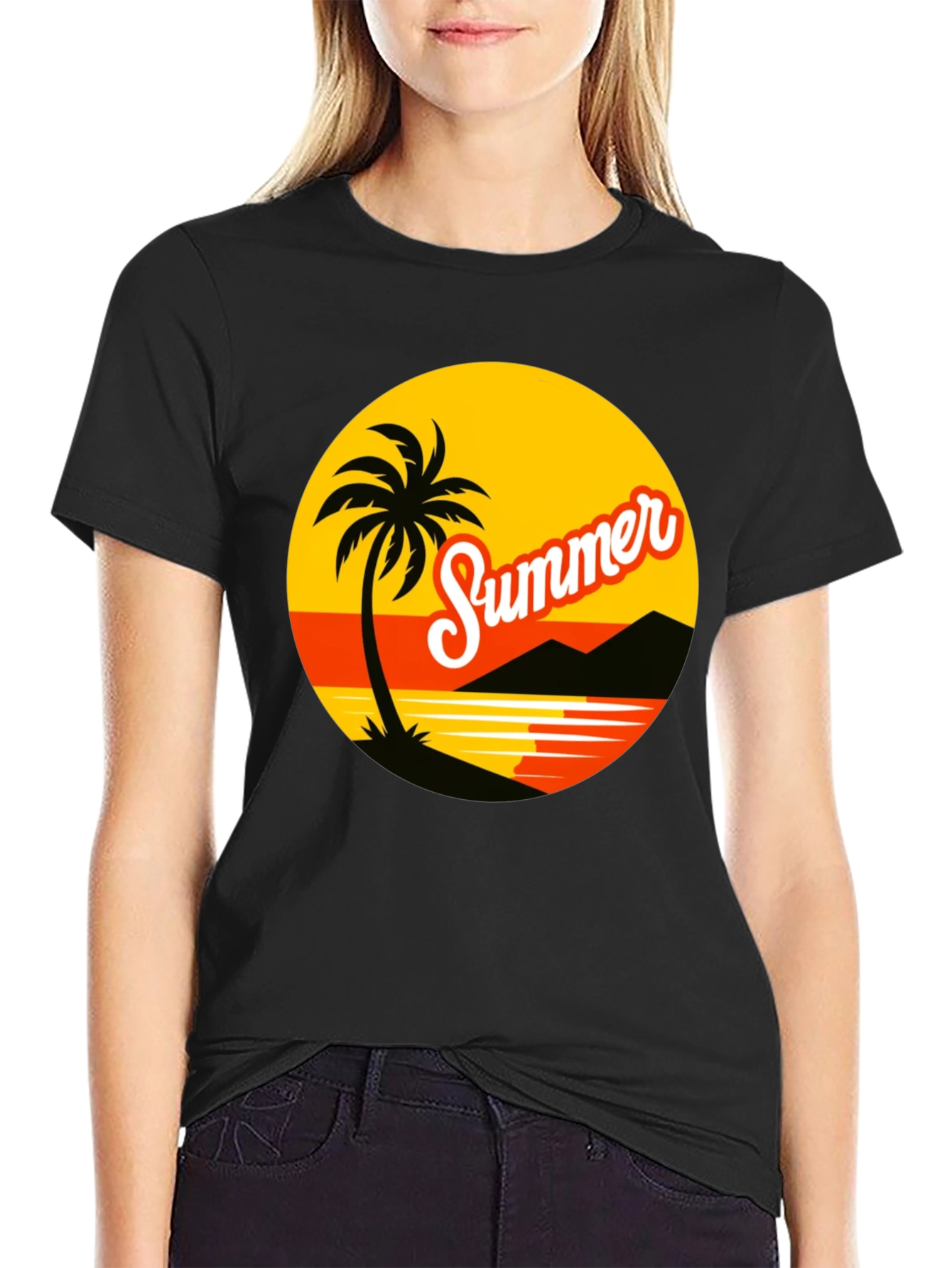 Summer Vibes T-Shirt: Palm Tree Beach Design
