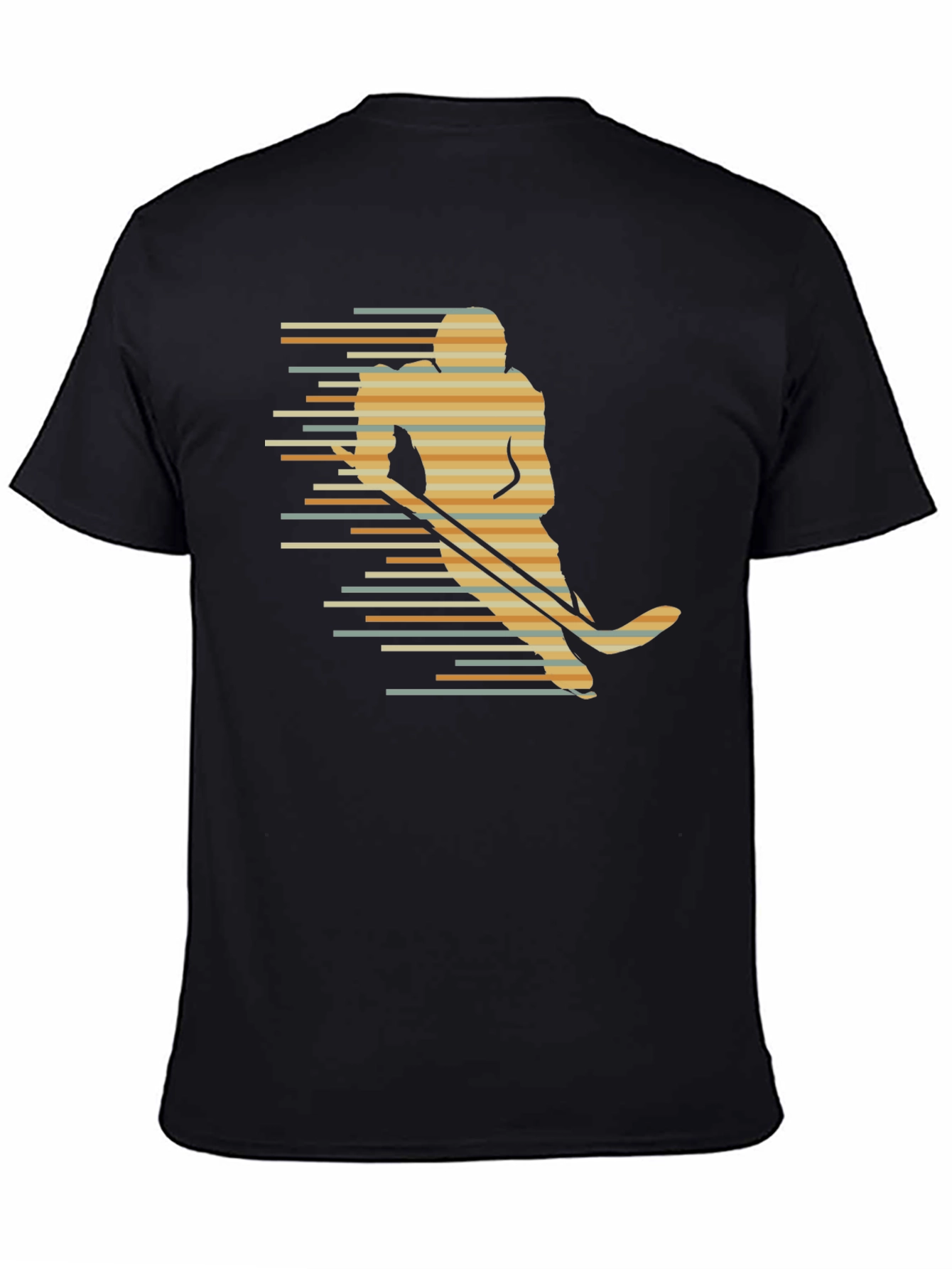 Retro Hockey Player Graphic Tee - Black