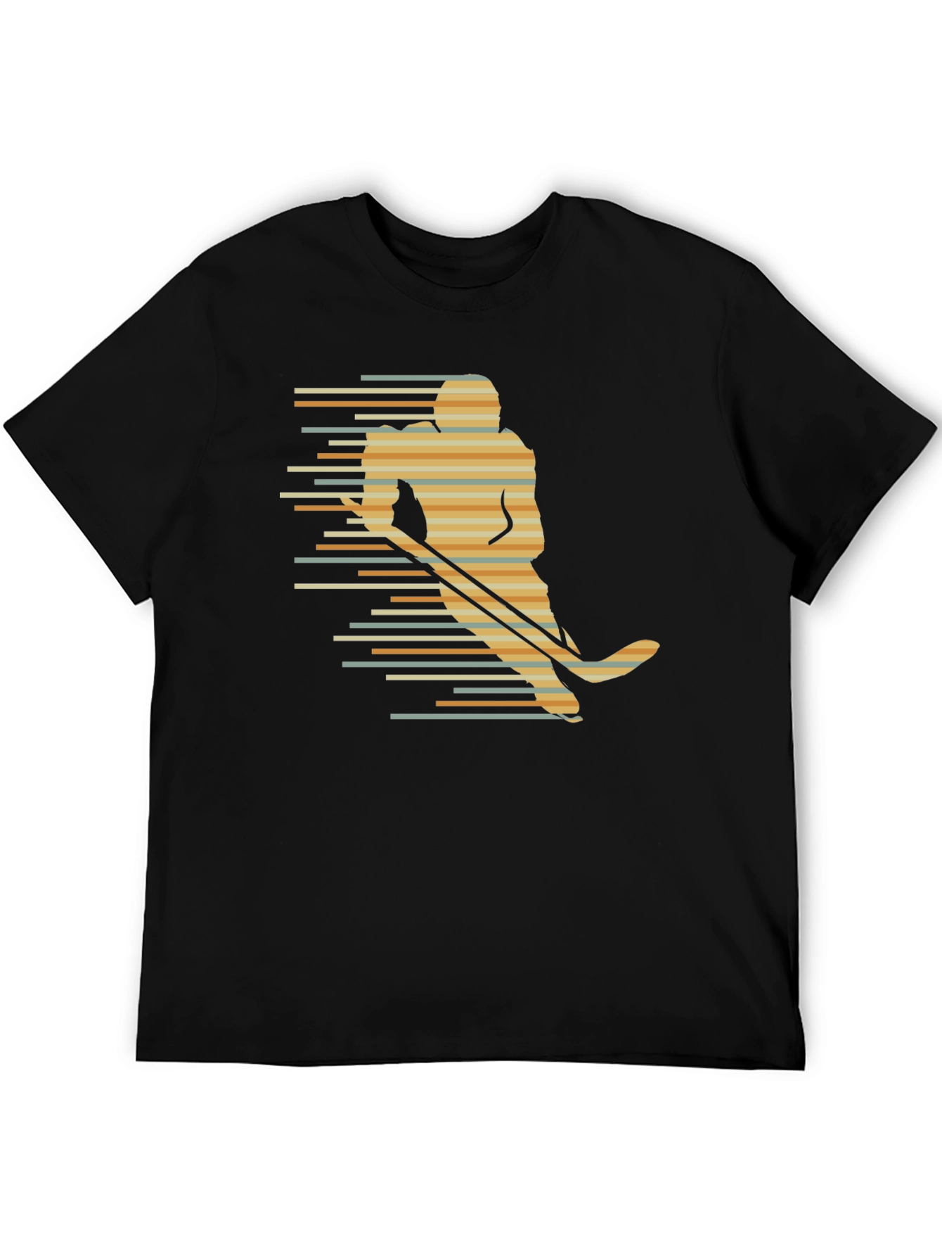 Retro Hockey Player Graphic Tee - Black