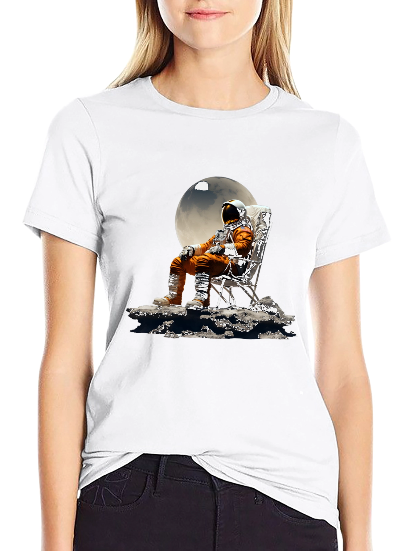 Astronaut Moon Chair Graphic T-Shirt
