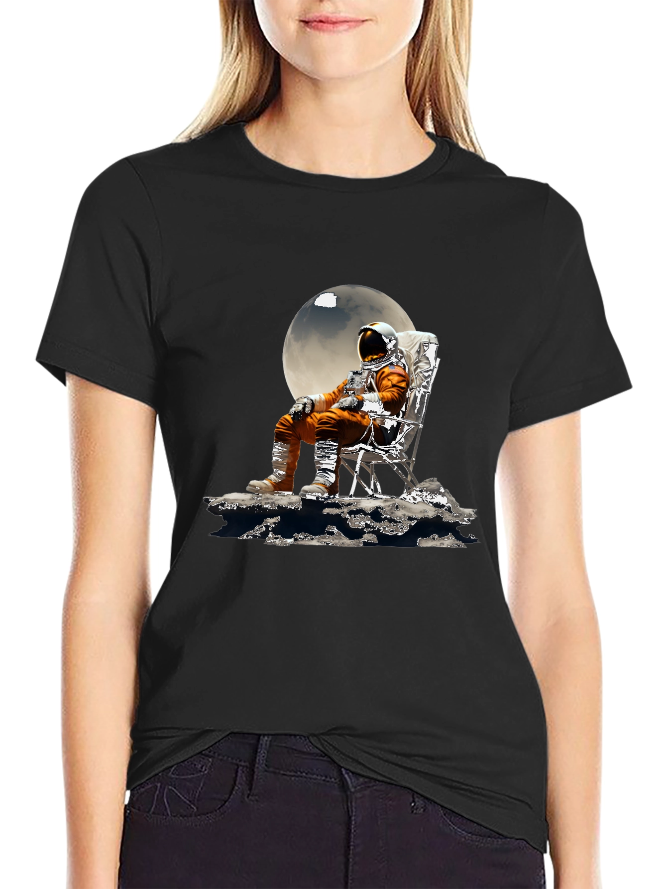 Astronaut Moon Chair Graphic T-Shirt