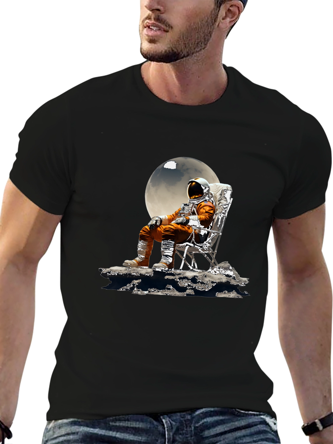 Astronaut Moon Chair Graphic T-Shirt