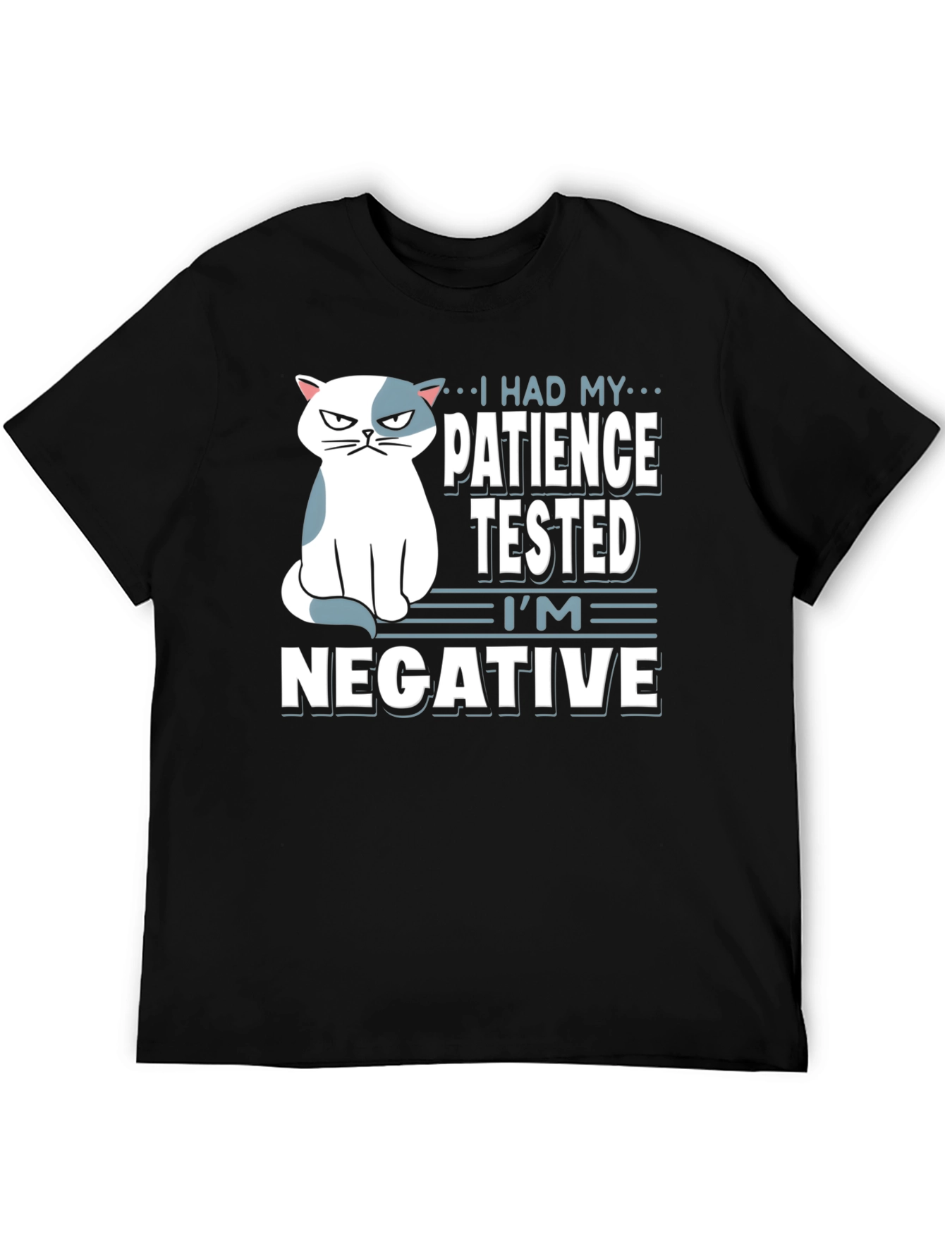 Humorous Cat Patience Tested Black T-Shirt